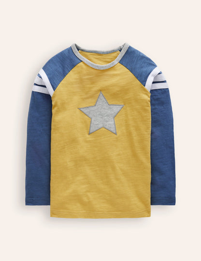 Raglan T-Shirt-Tropical Yellow/ Bluejay