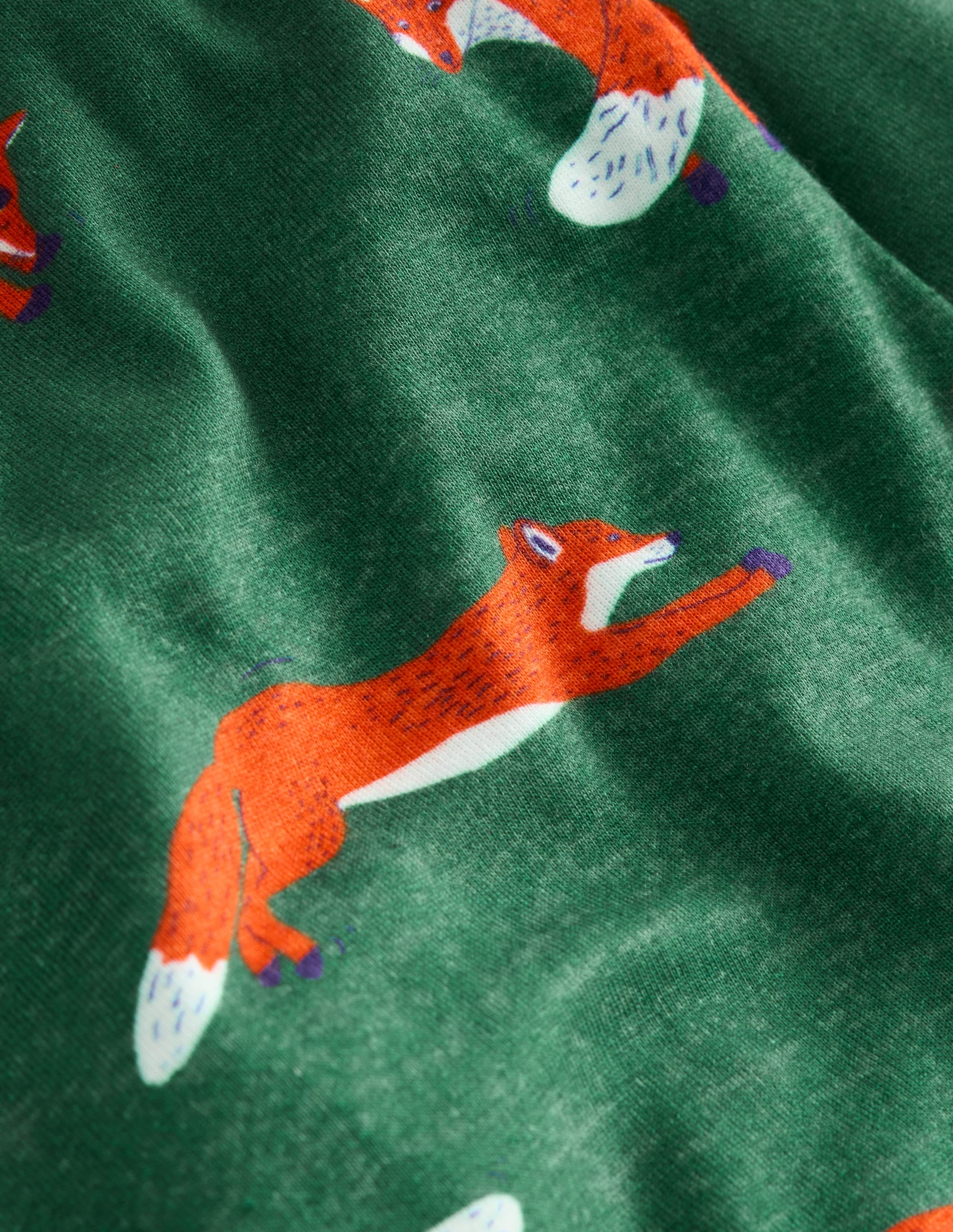 Snug Long John Pajamas-Jewel Green Foxes - Image 3