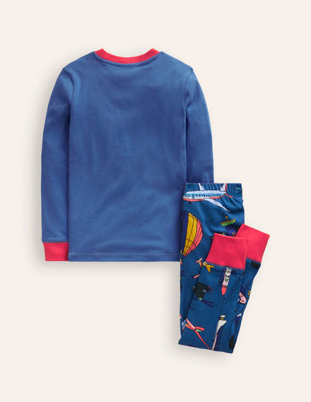 Snug Long John Pajamas-Bluejay Transport