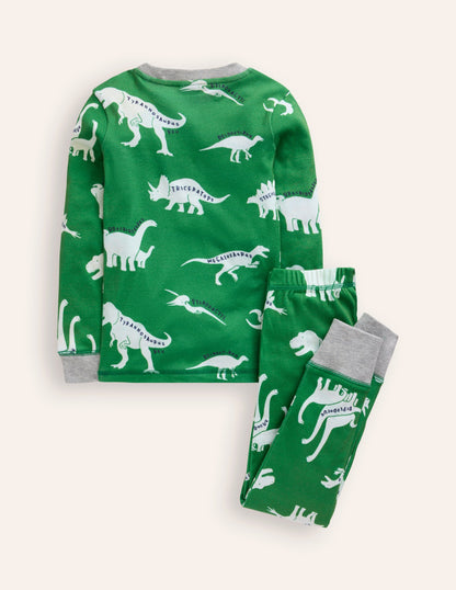 Snug Glow-In-The-Dark Pajamas-Highland Green Dino