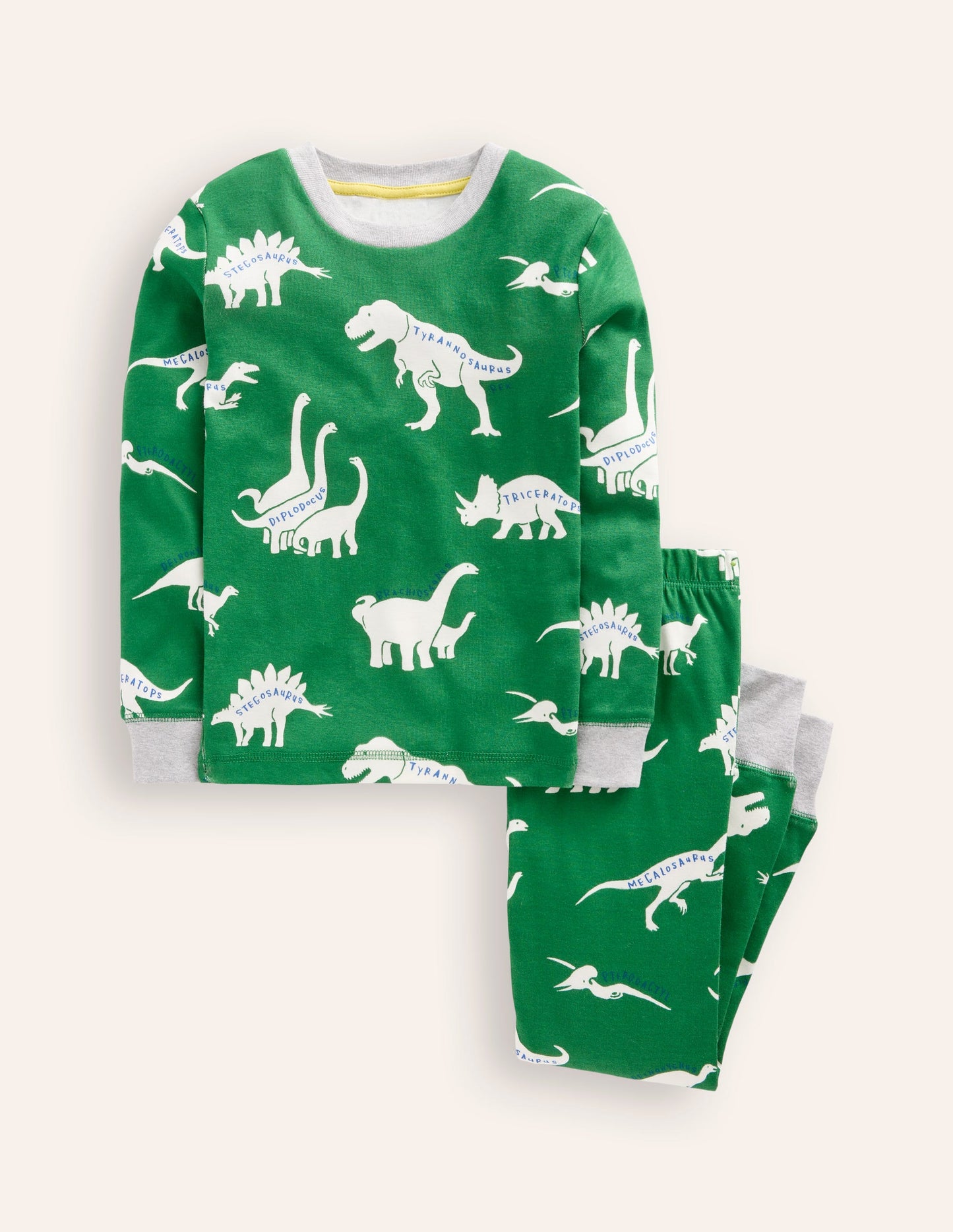 Snug Glow-In-The-Dark Pajamas-Highland Green Dino