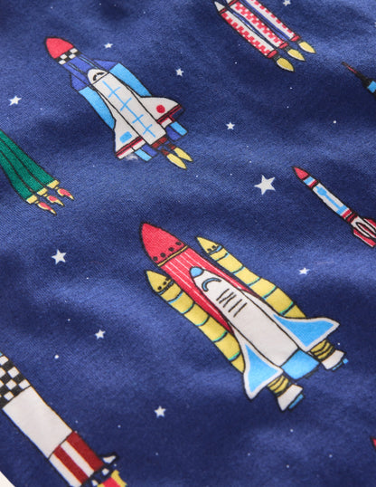 Snug Glow-In-The-Dark Pajamas-Starboard Blue Rockets