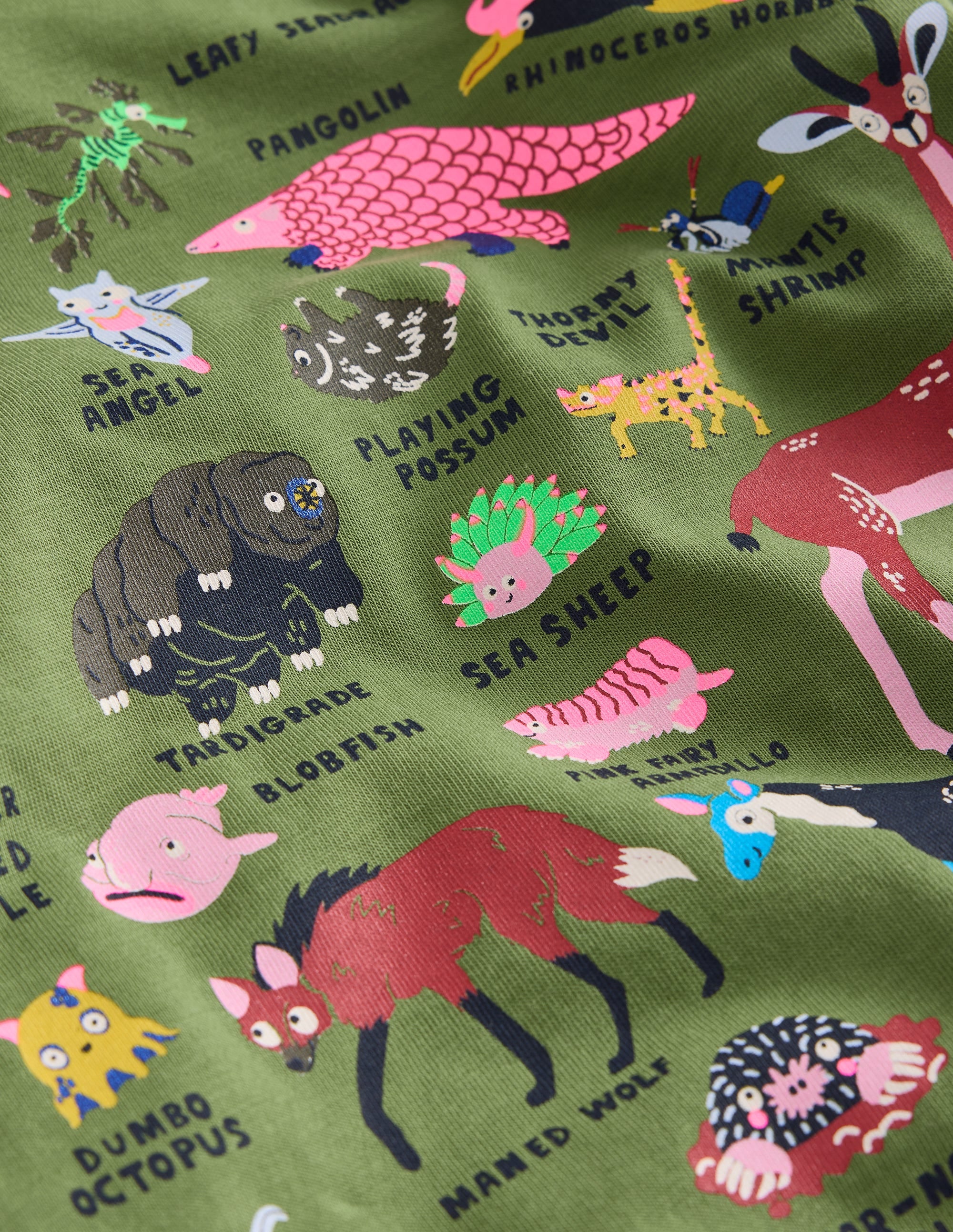 Animal Short Sleeve T-Shirt-Safari Green Odd Animals - Image 3
