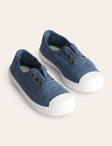 Laceless Canvas Pull-ons-College Navy