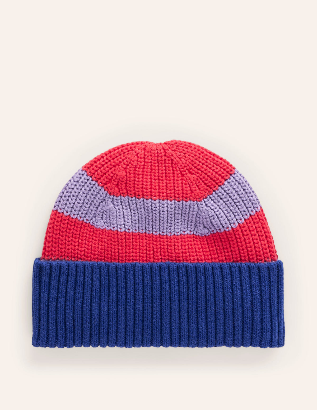 Colourblock Beanie-Terracotta Orange/Chalk Pink - Image 1