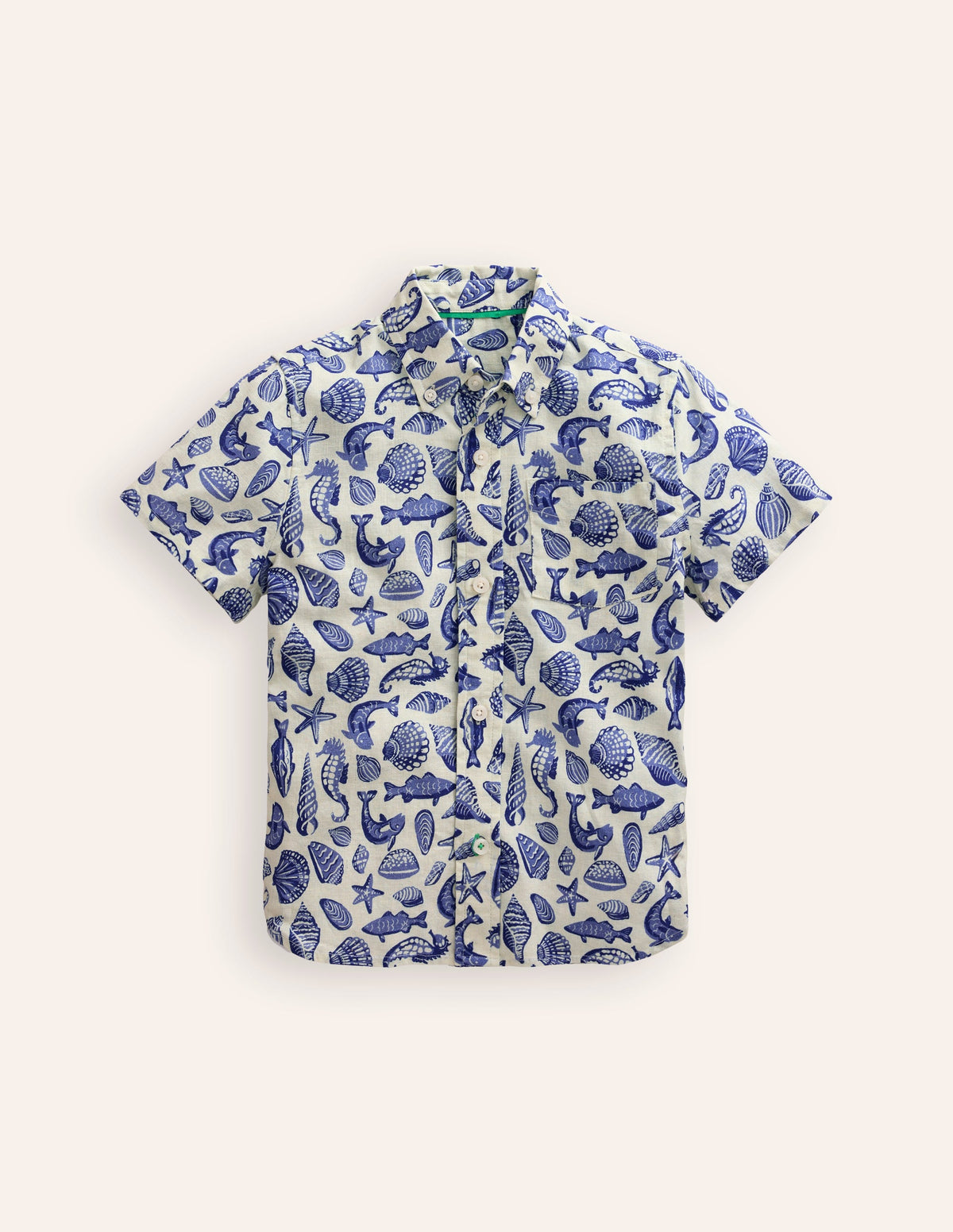 Cotton Linen Shirt-Sapphire Blue Seashore - Image 1