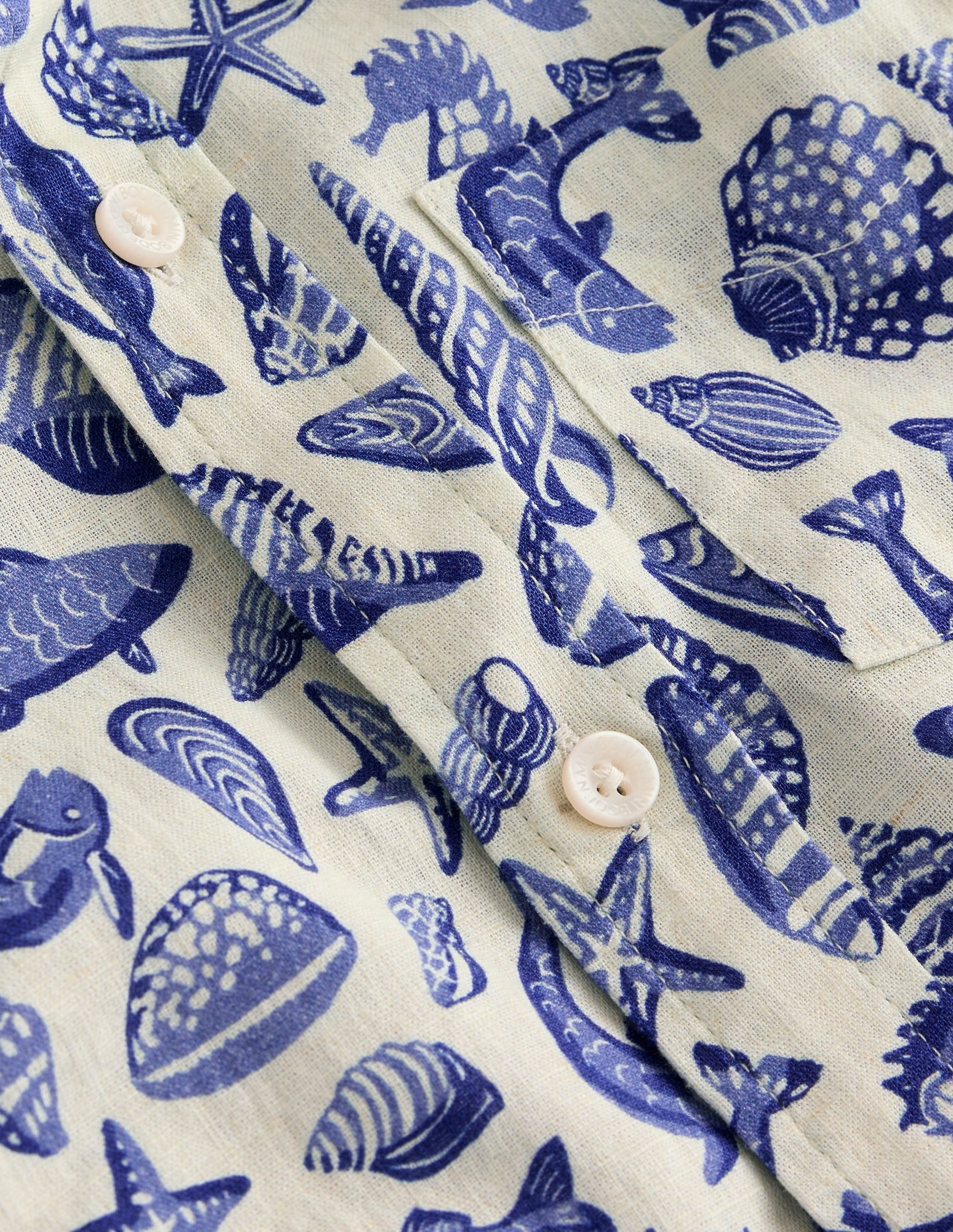 Cotton Linen Shirt-Sapphire Blue Seashore - Image 3