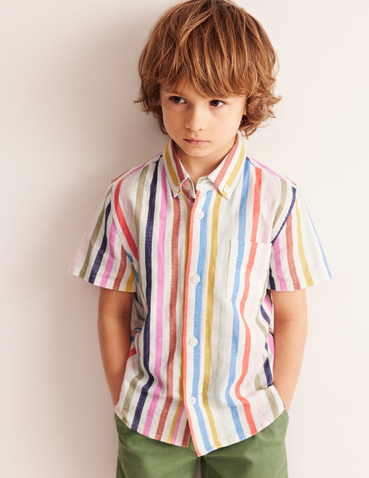 Cotton Linen Shirt-Multistripe - Image 1