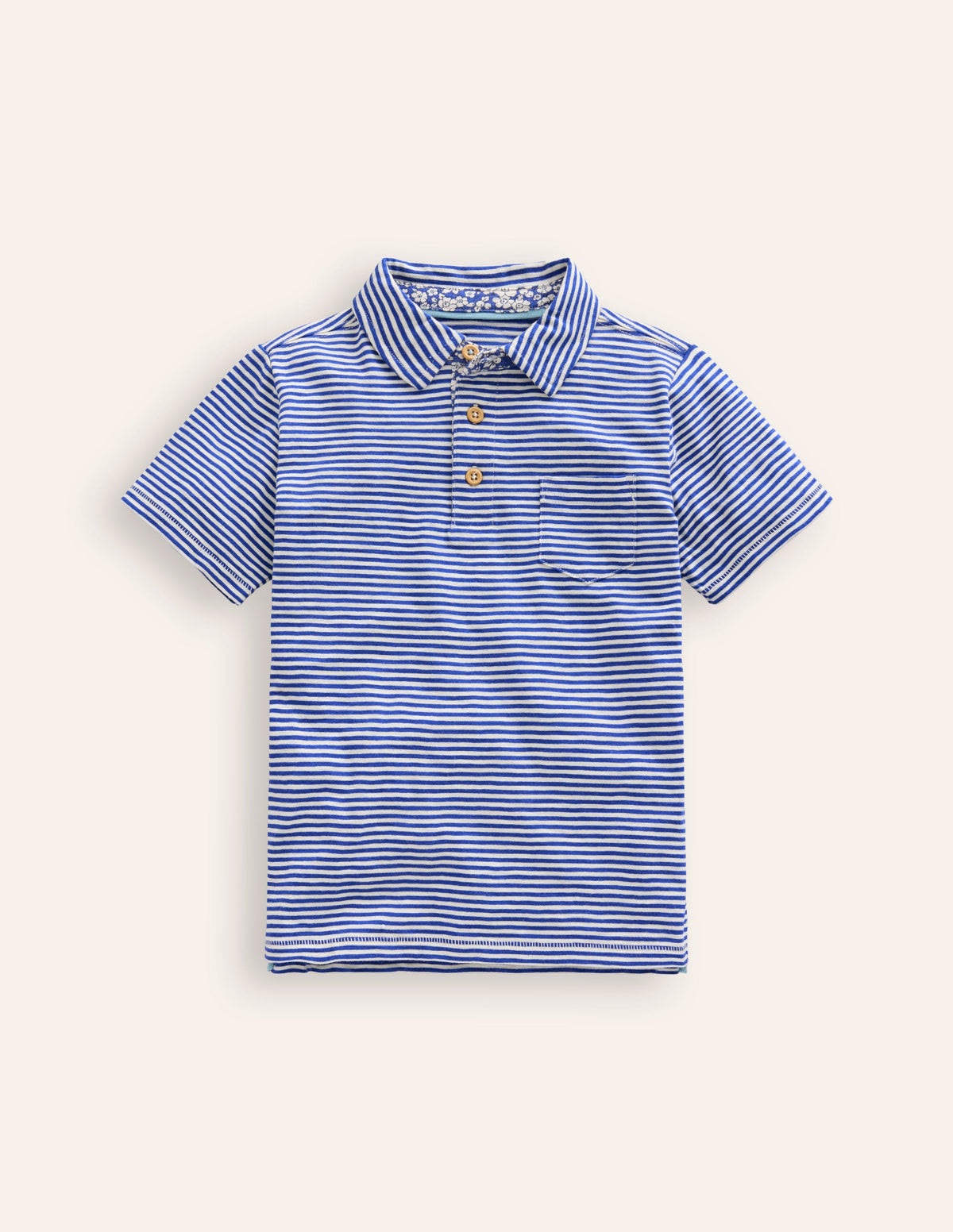 Slub Polo Shirt-Sapphire Blue/ Vanilla Pod-1