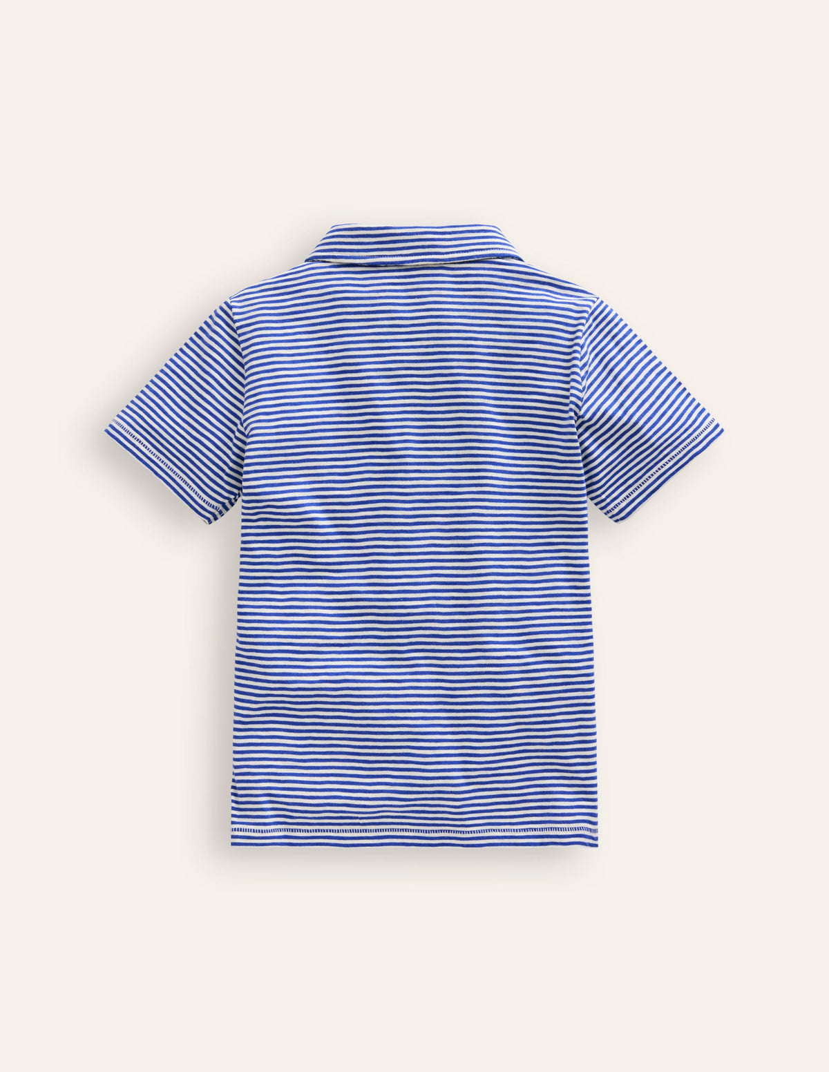 Slub Polo Shirt-Sapphire Blue/ Vanilla Pod - Image 2