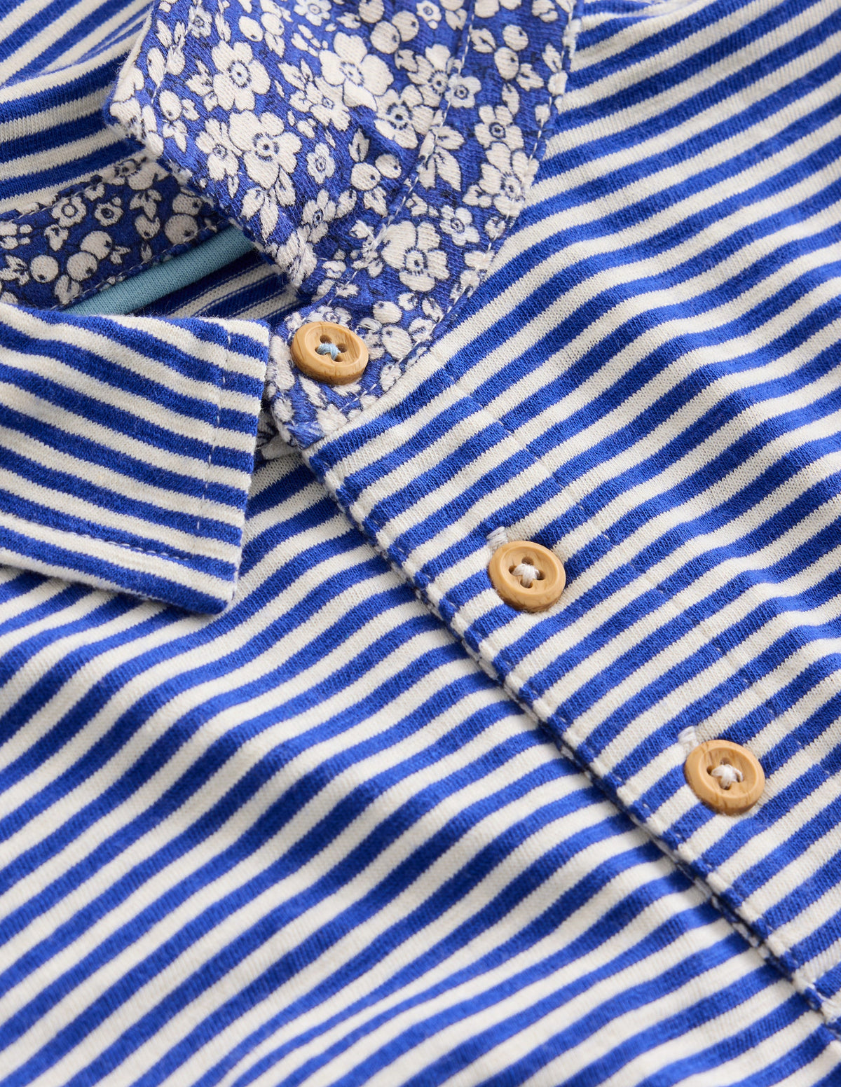 Slub Polo Shirt-Sapphire Blue/ Vanilla Pod - Image 3