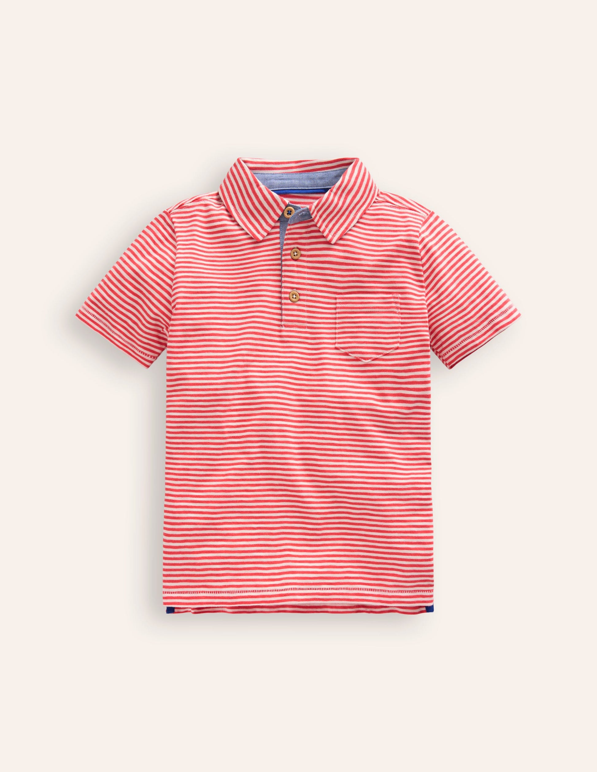 Slub Polo Shirt-Jam Red/ Vanilla Pod-1