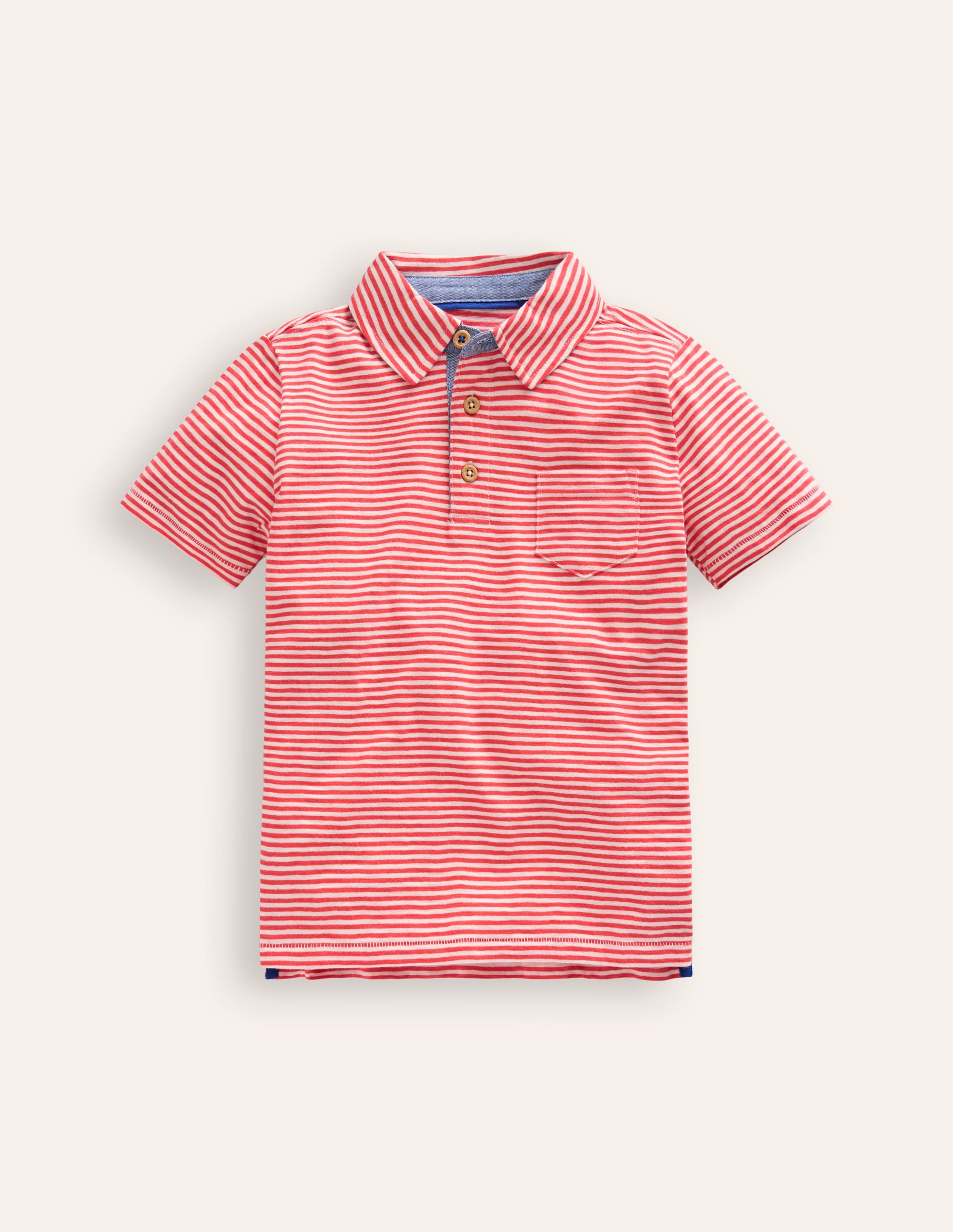 Slub Polo Shirt-Jam Red/ Vanilla Pod - Image 1