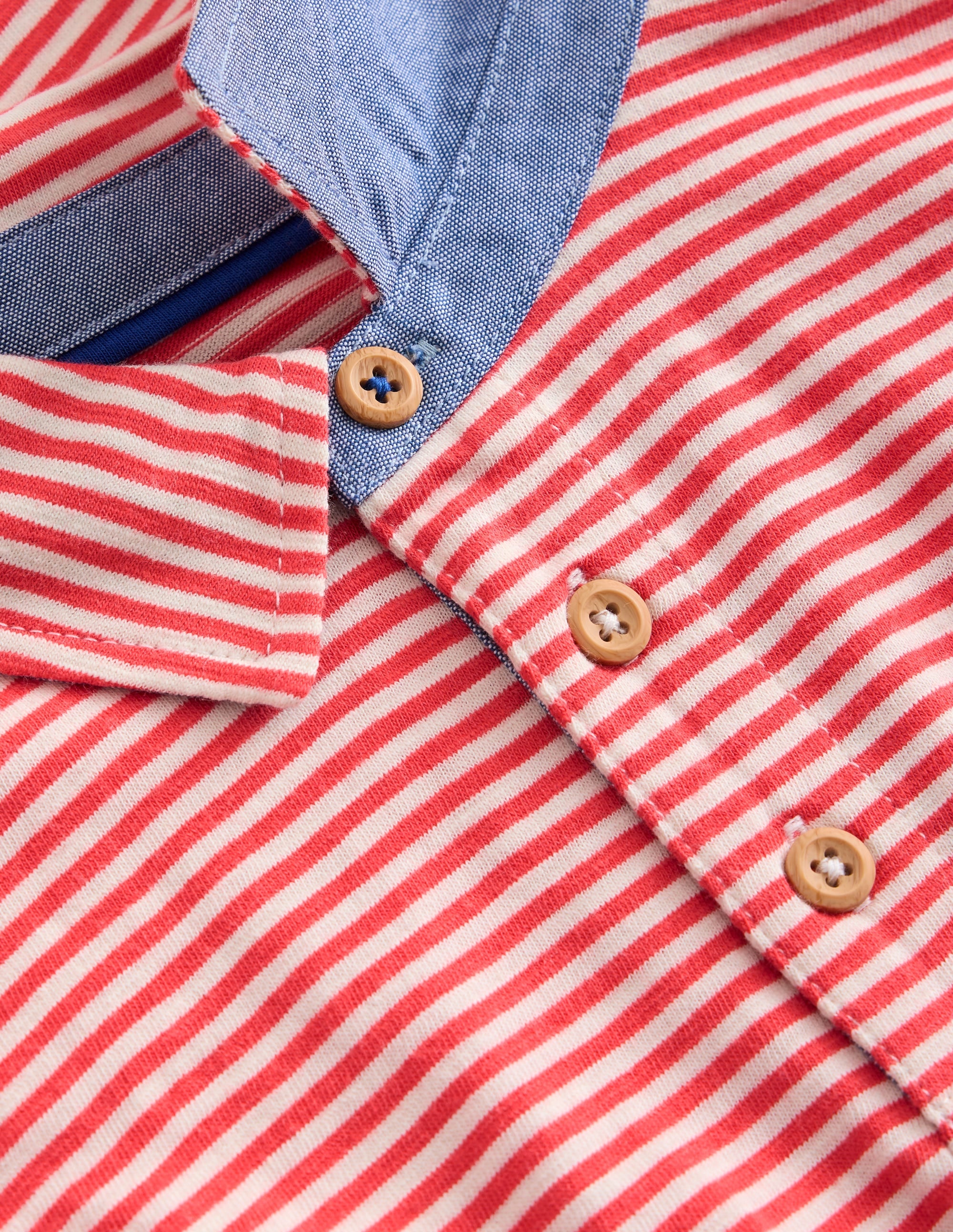 Slub Polo Shirt-Jam Red/ Vanilla Pod - Image 3