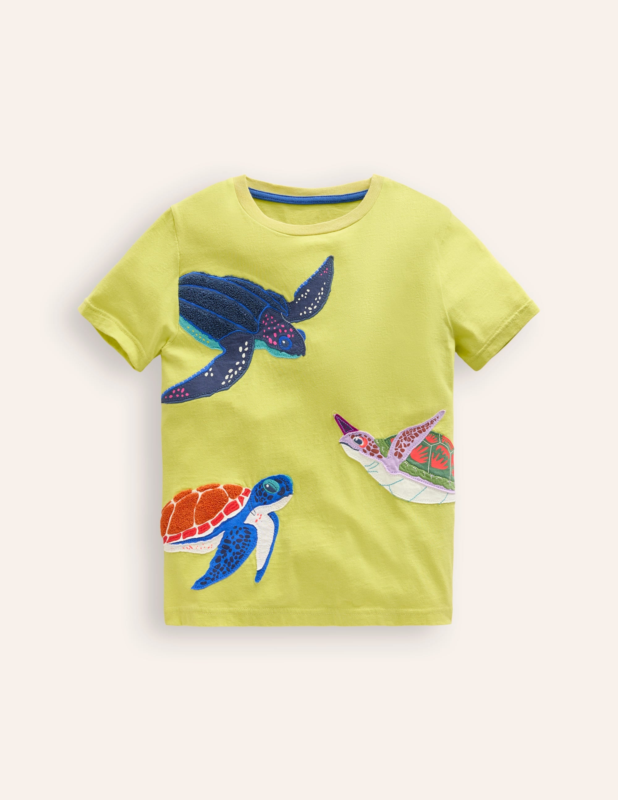 Big Appliqué Animals T-shirt-Sherbet Yellow Turtles - Image 1