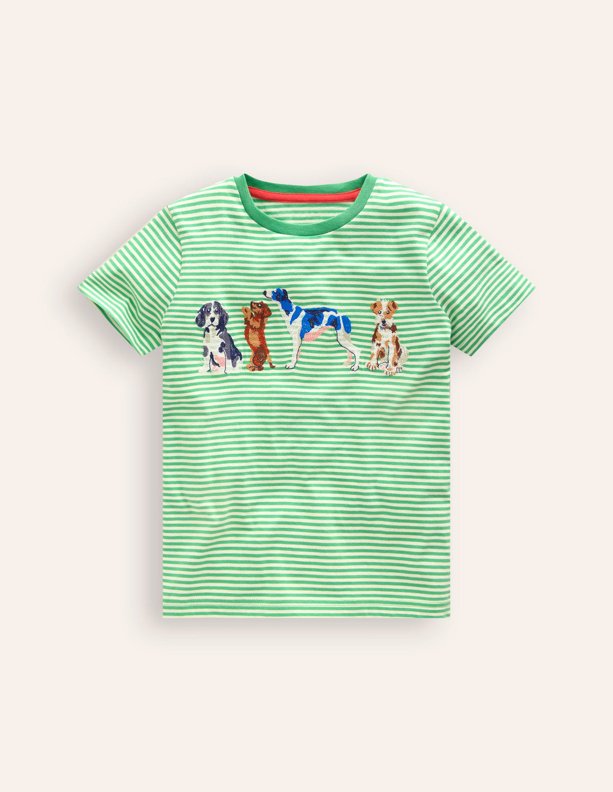 Superstitch Dogs T-shirt-Pistachio Green/ Ivory Stripe - Image 1