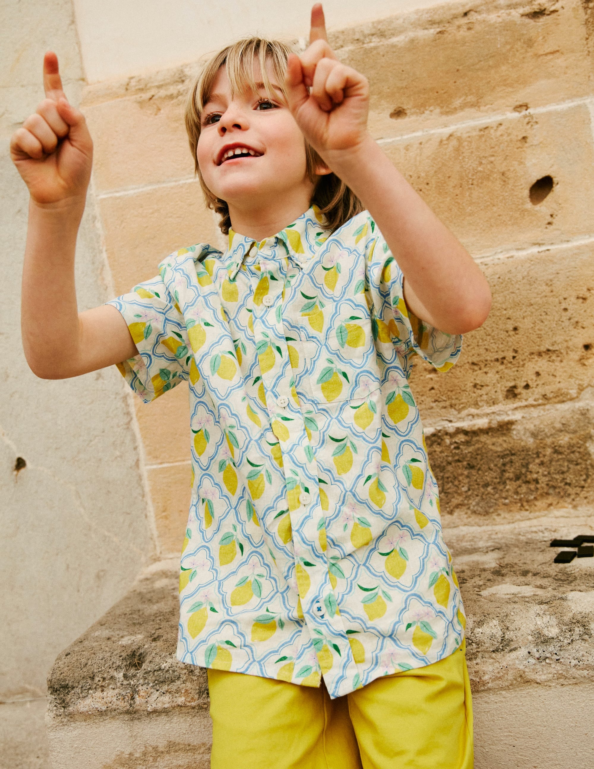 Cotton Linen Shirt-Yellow Lemon Gove - Image 8