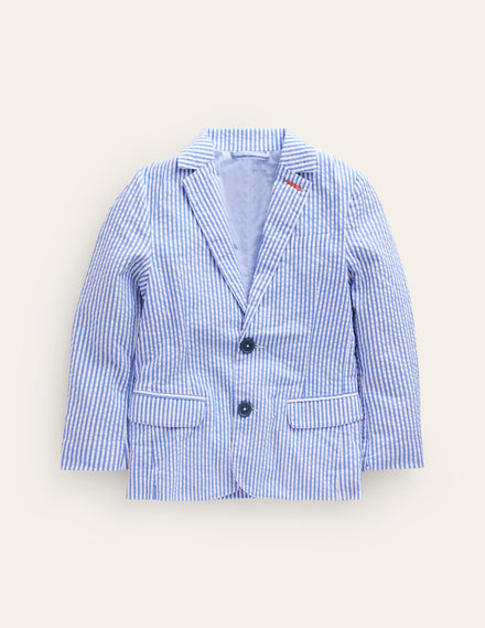 Seersucker Blazer-Vintage Blue / Ivory Stripe