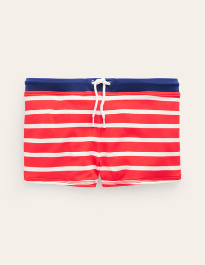 Swim Trunks B1815-Fire Red and Ivory-1