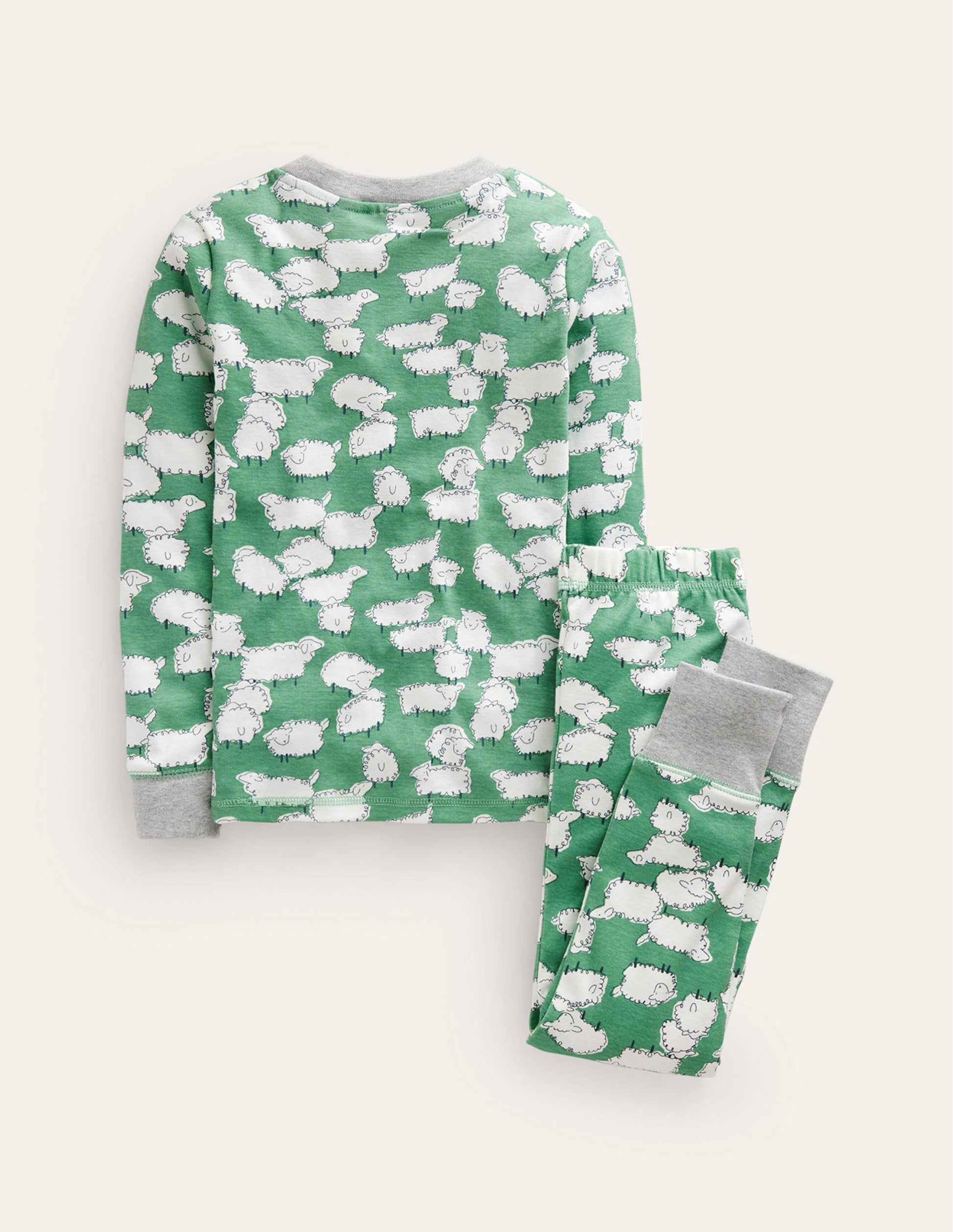 Snug Long John Pajamas-Aloe Green Sheep-2
