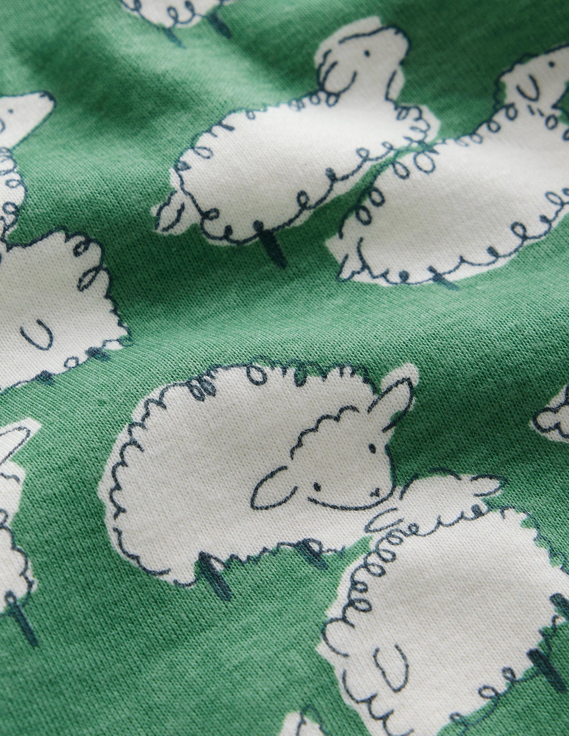 Snug Long John Pajamas-Aloe Green Sheep-3