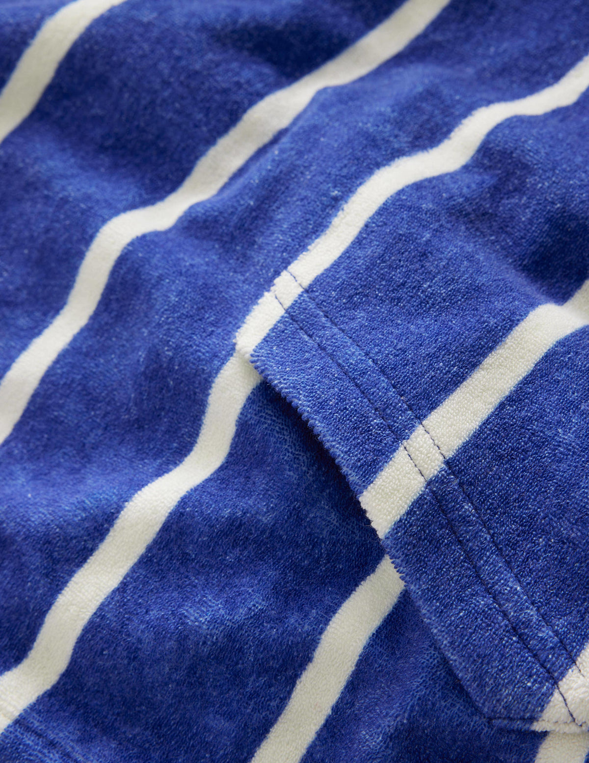 Towelling Hoodie-Sapphire Blue/Ivory Stripe-3