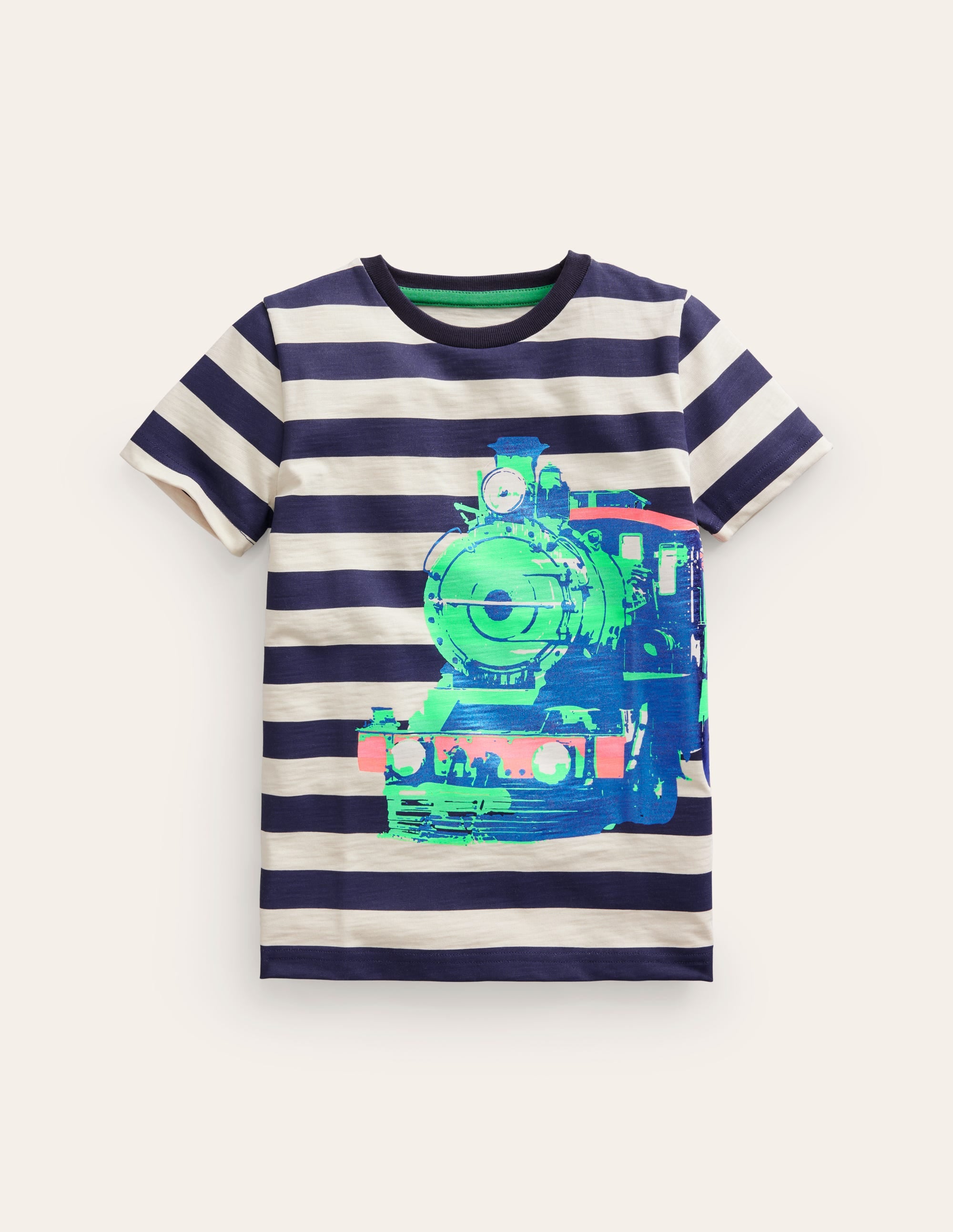 Photographic T-shirt-College Navy/Ivory Train - Image 1