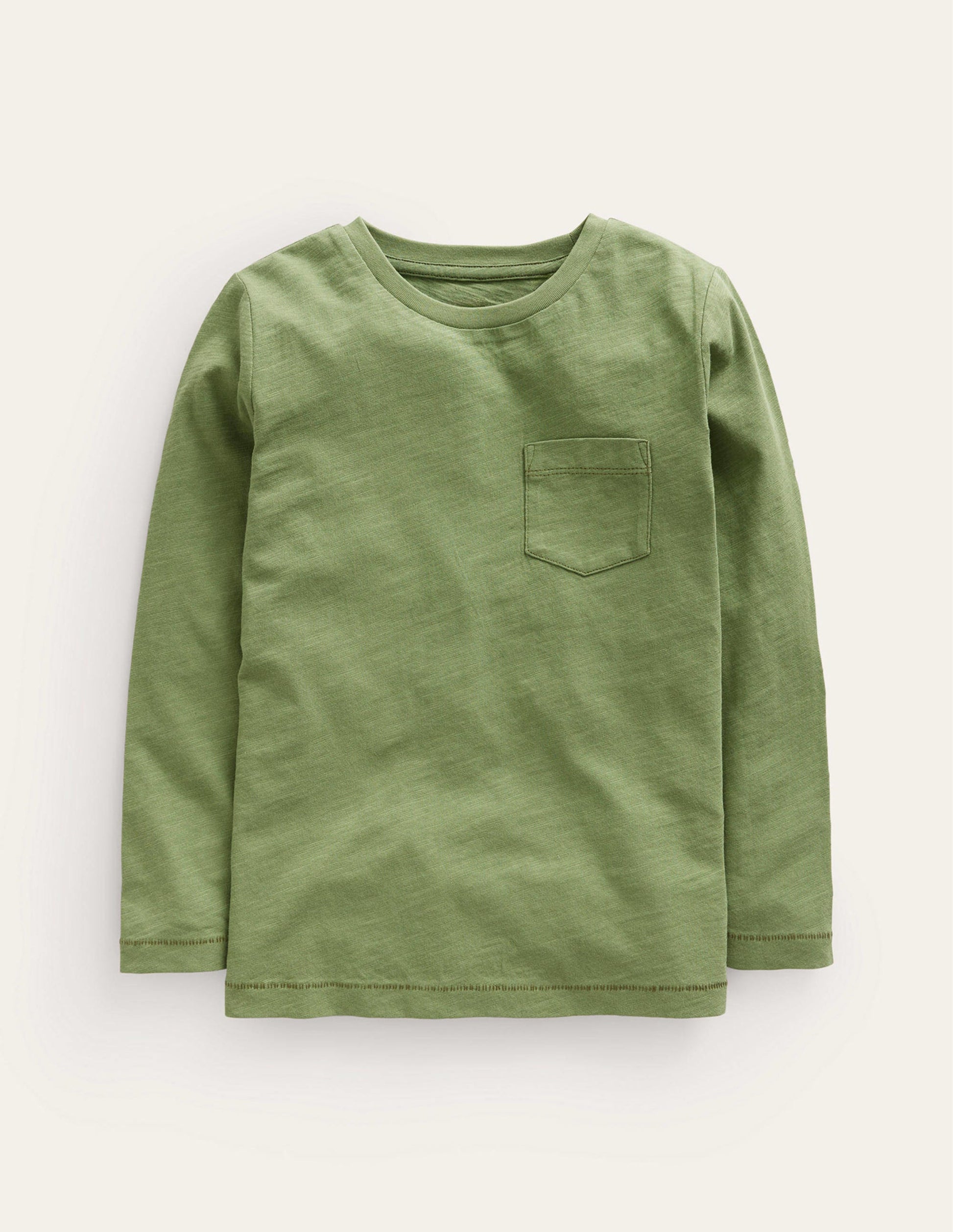 Long-sleeved Washed T-shirt-Safari Green-1