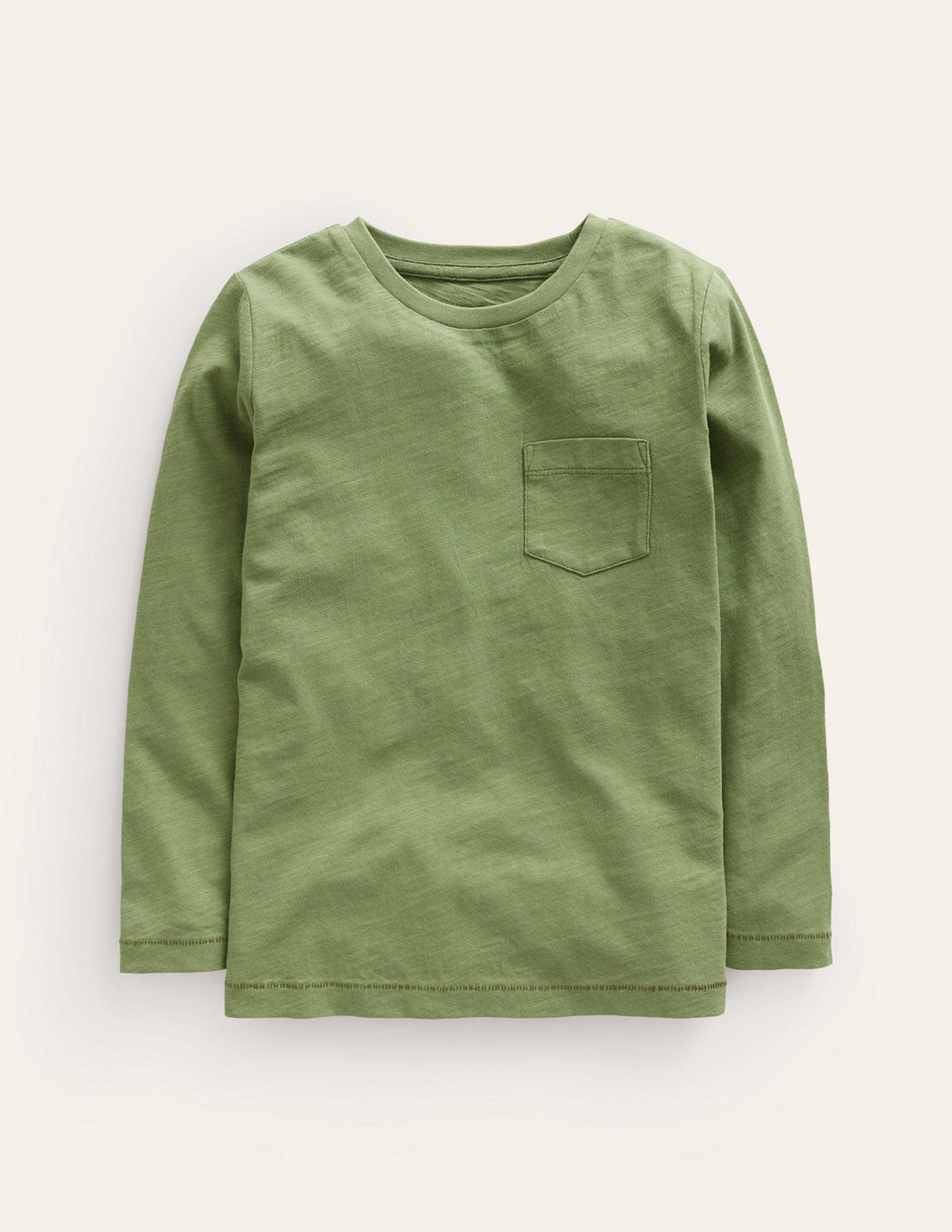 Long-sleeved Washed T-shirt-Safari Green - Image 1