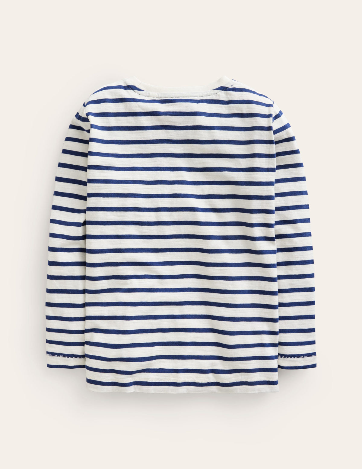 Long-sleeved Washed T-shirt-Ivory/College Navy-2