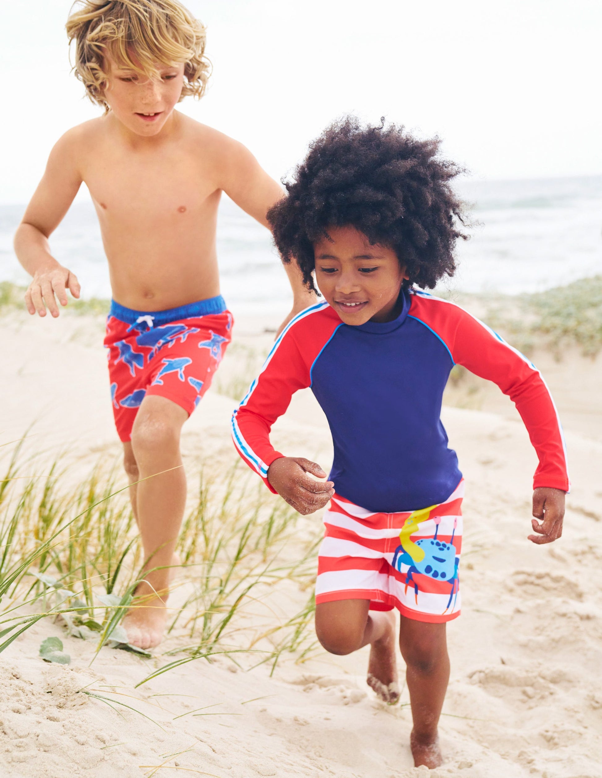 Swim Shorts-Red and White Crab-4