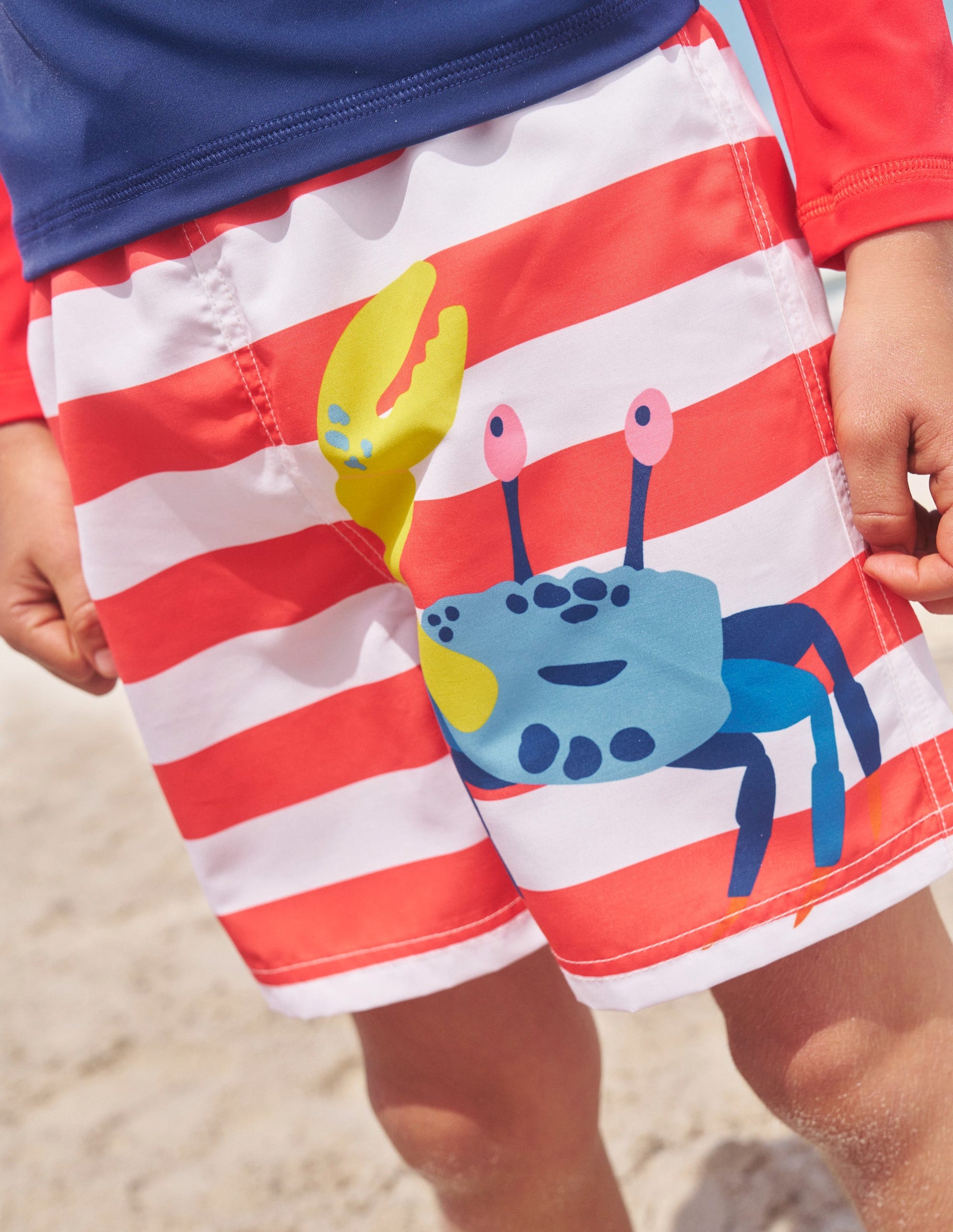 Swim Shorts-Red and White Crab-5