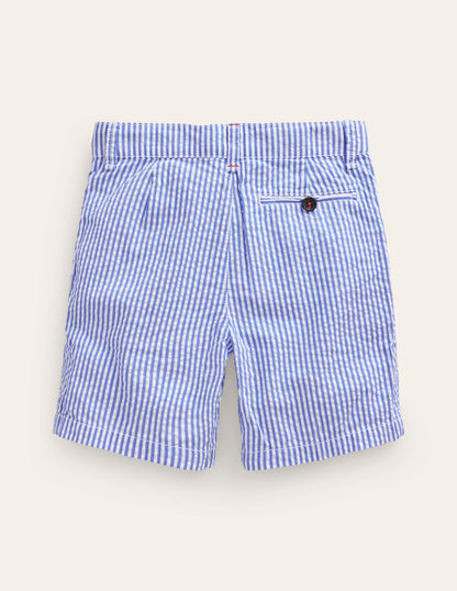 Seersucker Shorts-Vintage Blue / Ivory Stripe