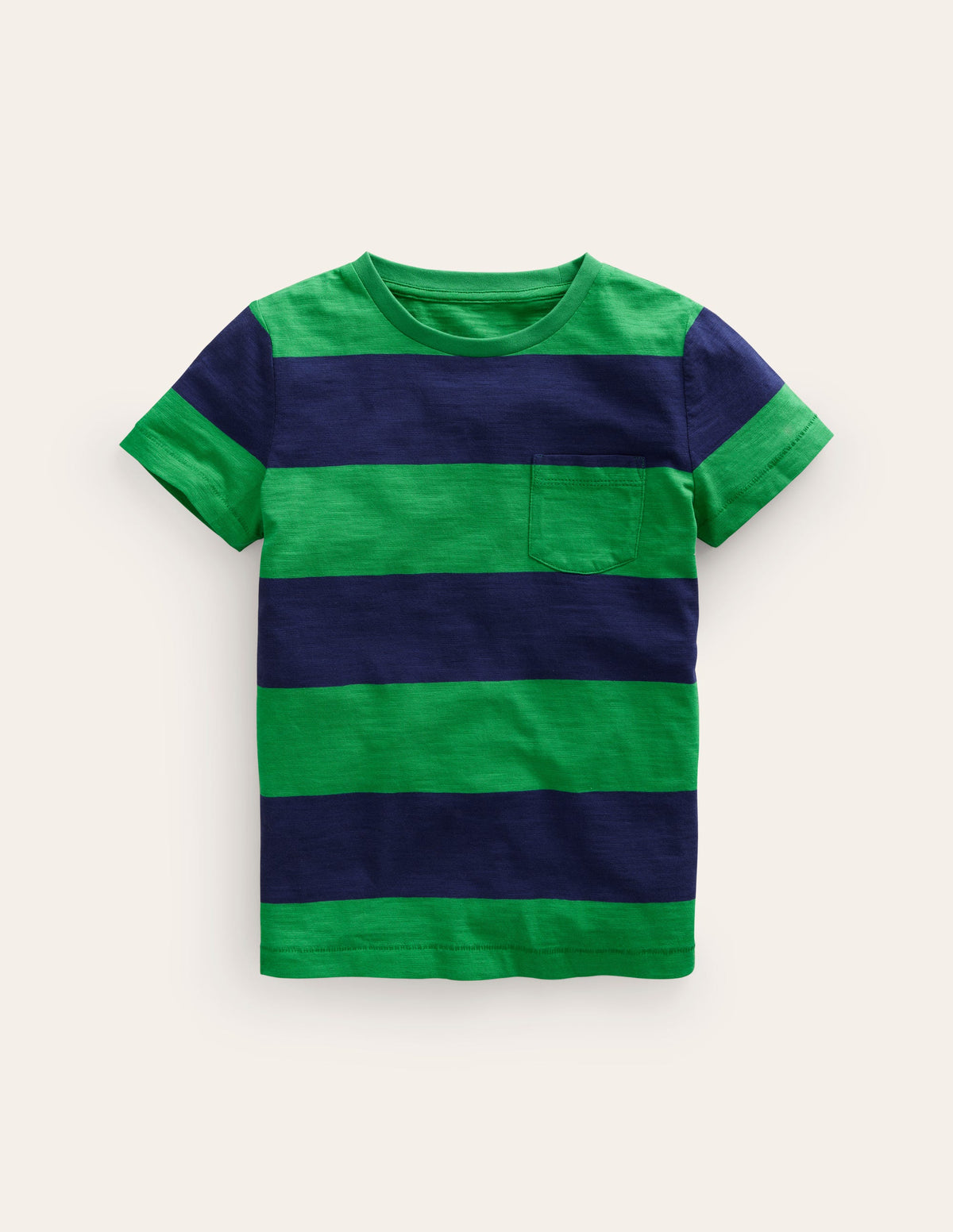 Washed Slub T-shirt-Runner Bean/College Navy - Image 1