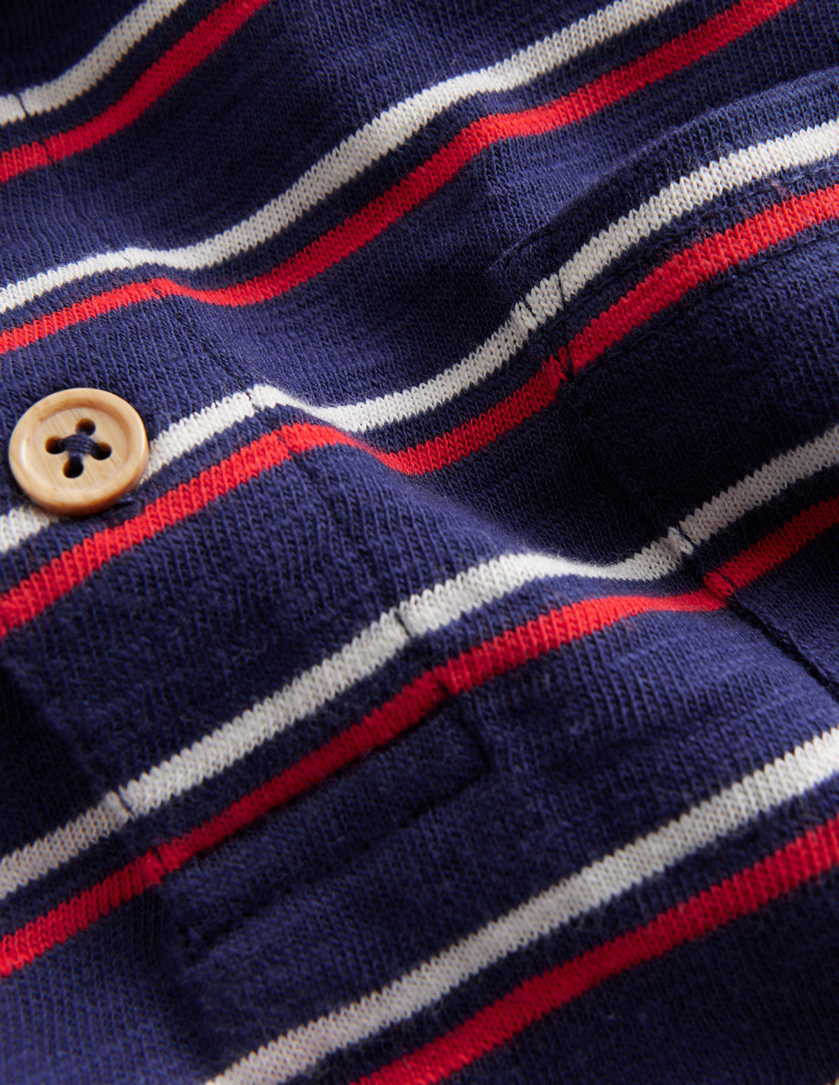 Slubbed Long-Sleeve Polo Shirt-Ivory/Sapphire Blue/Poppy Red-3