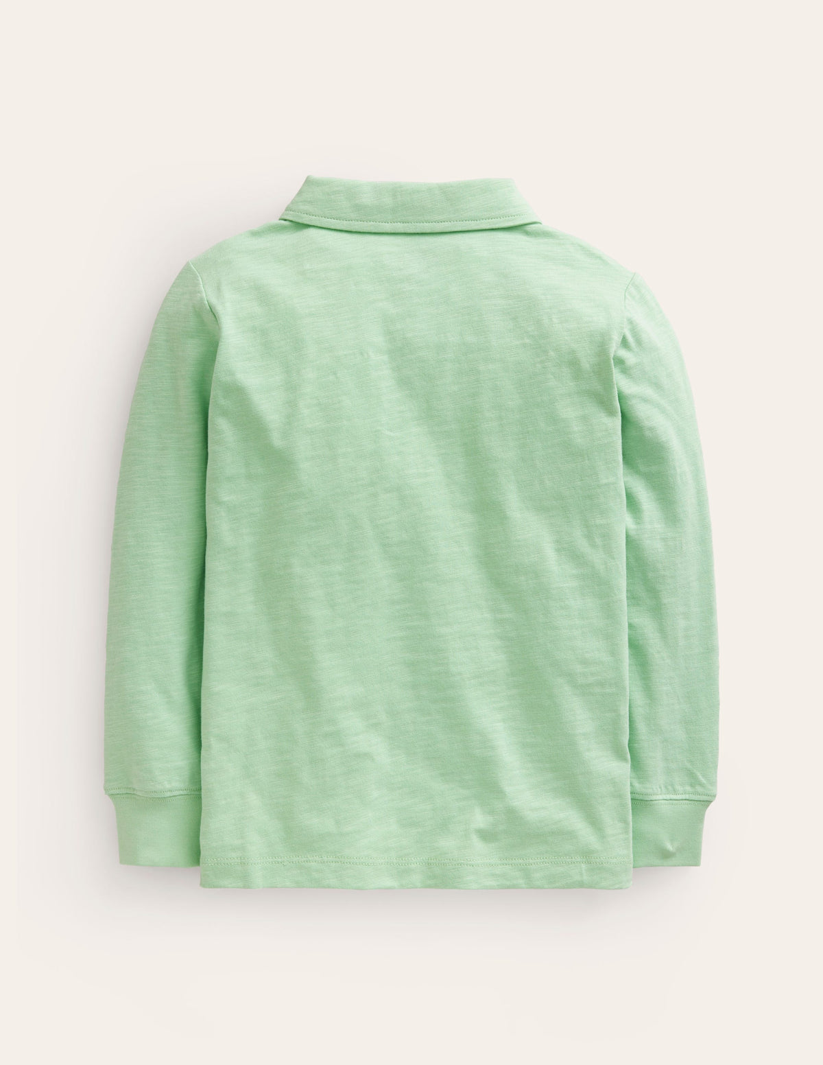 Slubbed Long-Sleeve Polo Shirt-Pistachio Green - Image 2