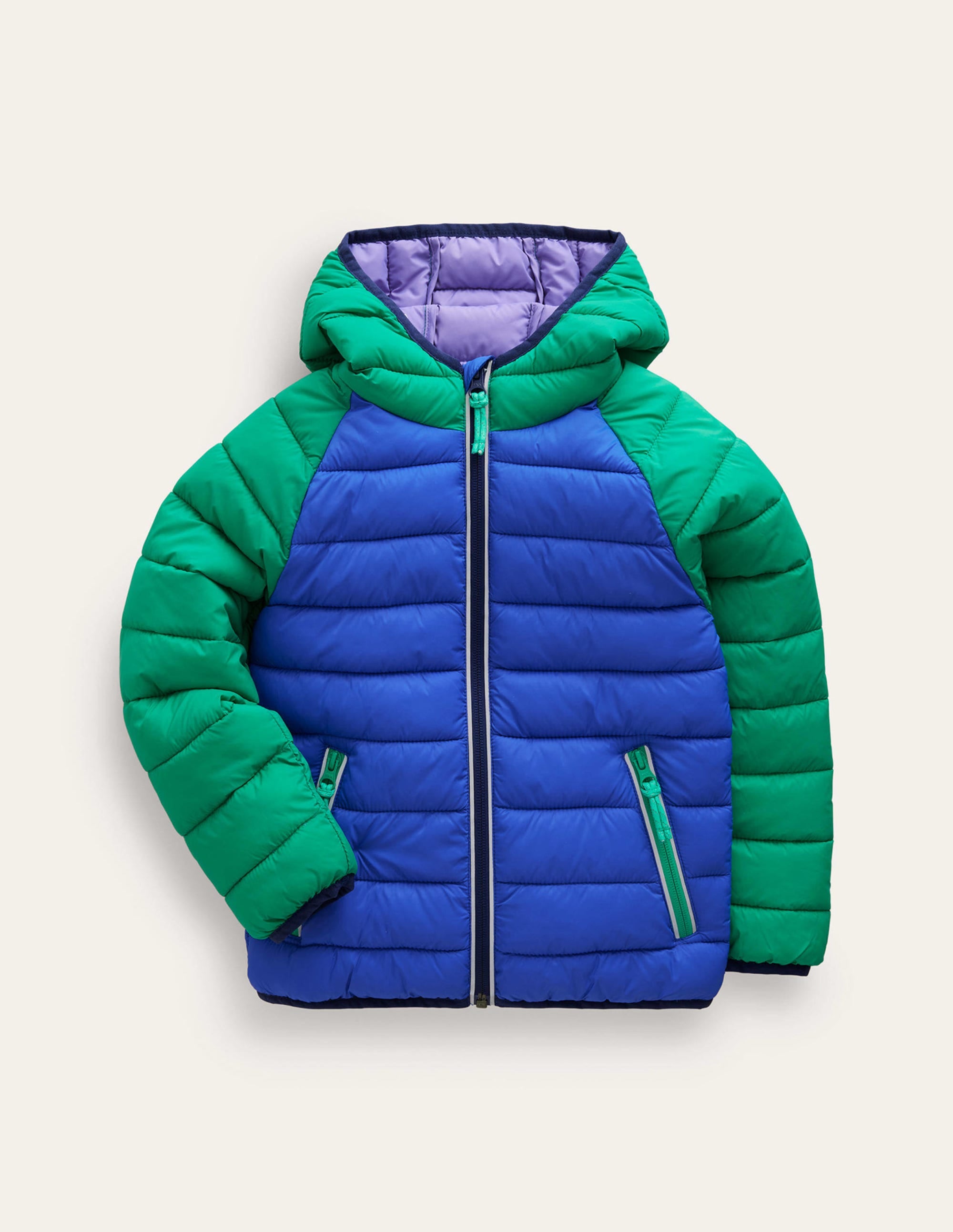 Pack-Away Padded Jacket-Blue Heron/ Jade Green - Image 1