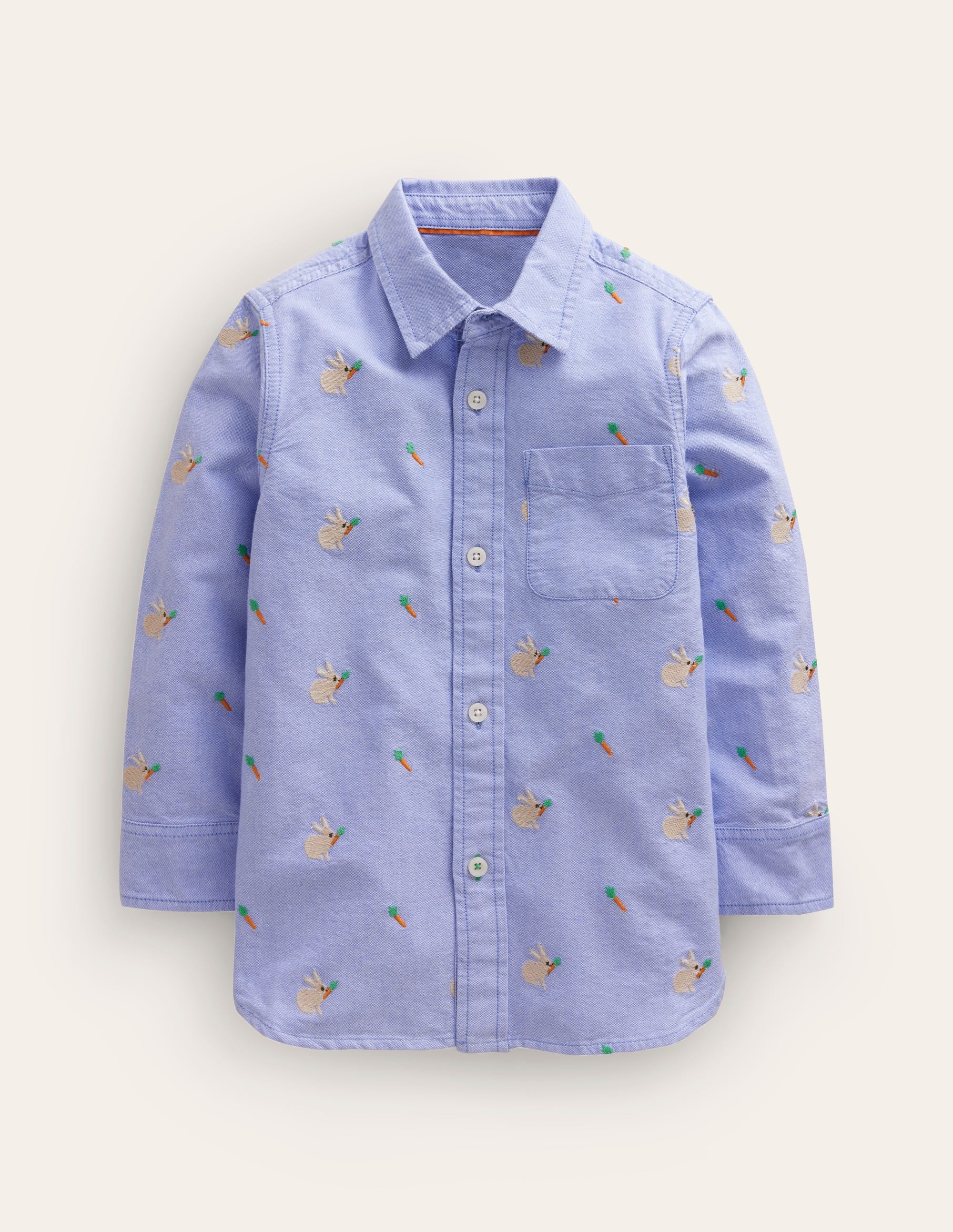 Embroidered Oxford Shirt-Blue Bunny Embroidery - Image 1