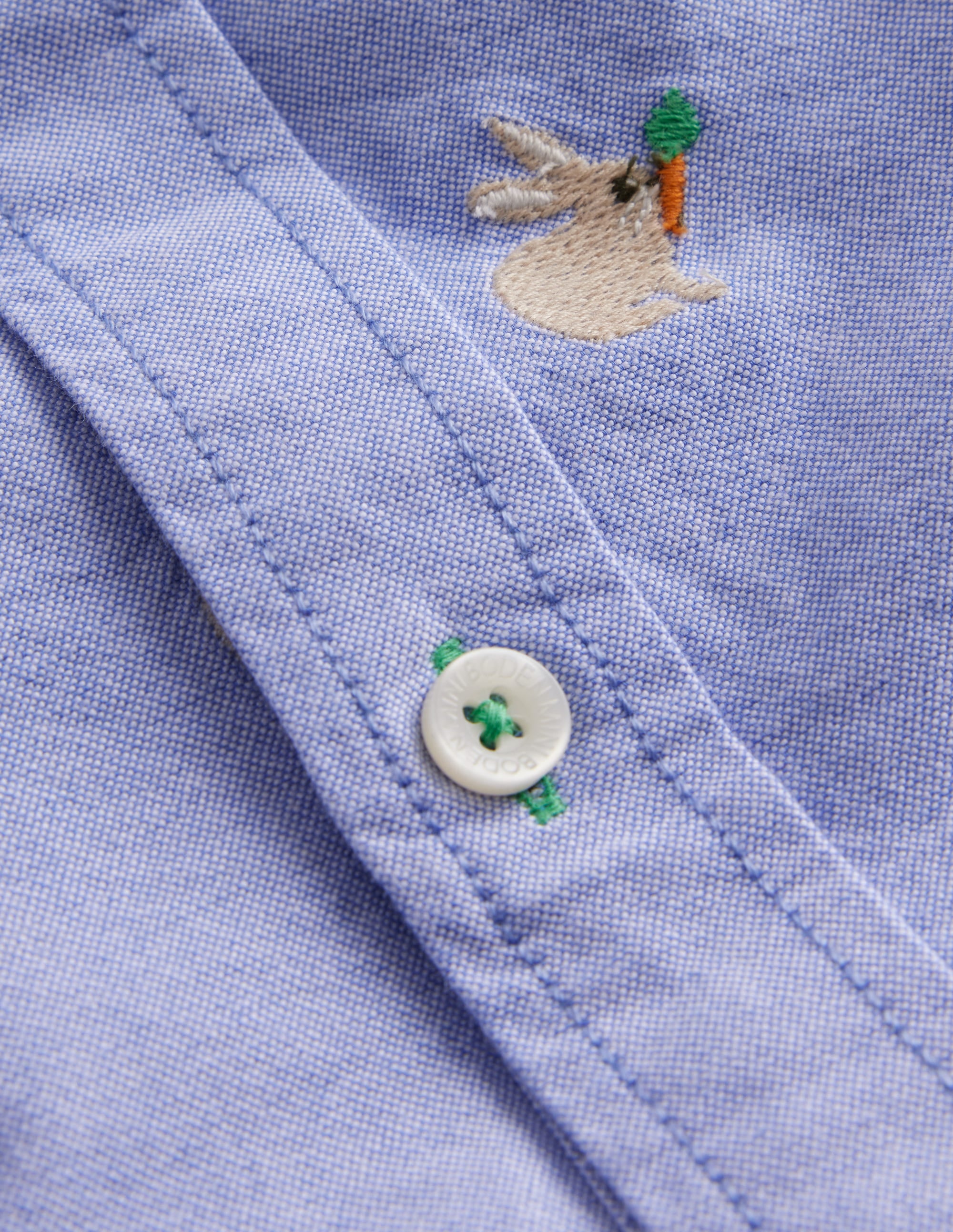 Embroidered Oxford Shirt-Blue Bunny Embroidery - Image 3