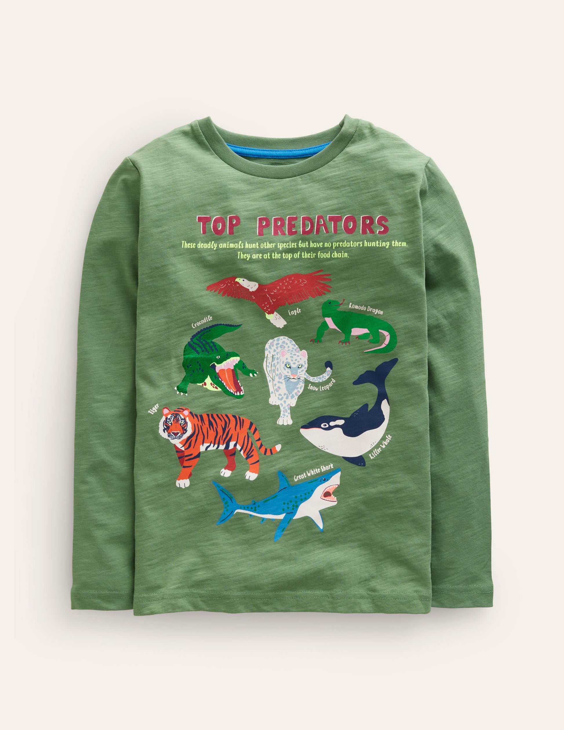 Printed Educational T-shirt-Classic Khaki Animals-1