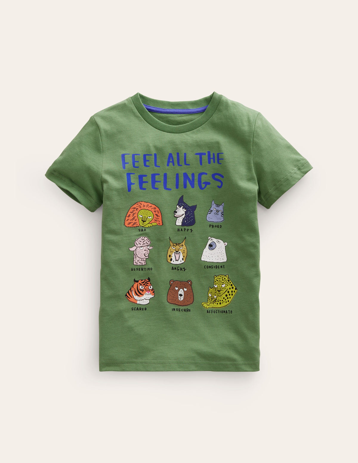 Feel The Feelings T-shirt-Safari Green Animals - Image 1