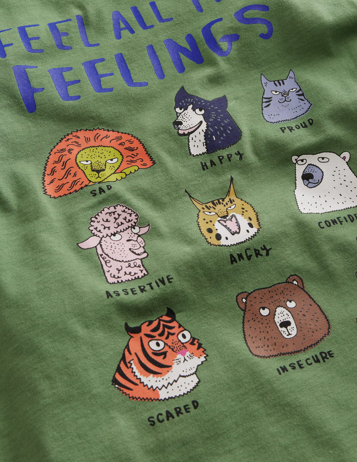 Feel The Feelings T-shirt-Safari Green Animals - Image 3