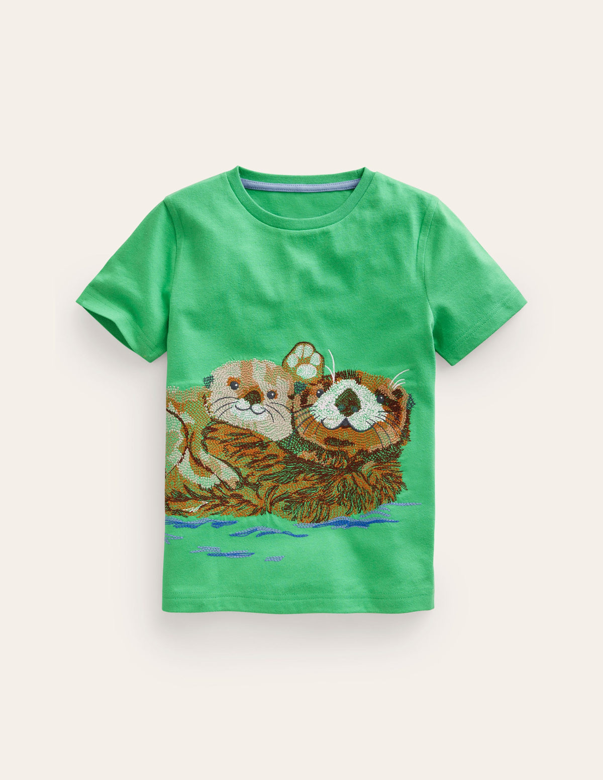 Superstitch Animal T-shirt-Pea Green Otters - Image 1