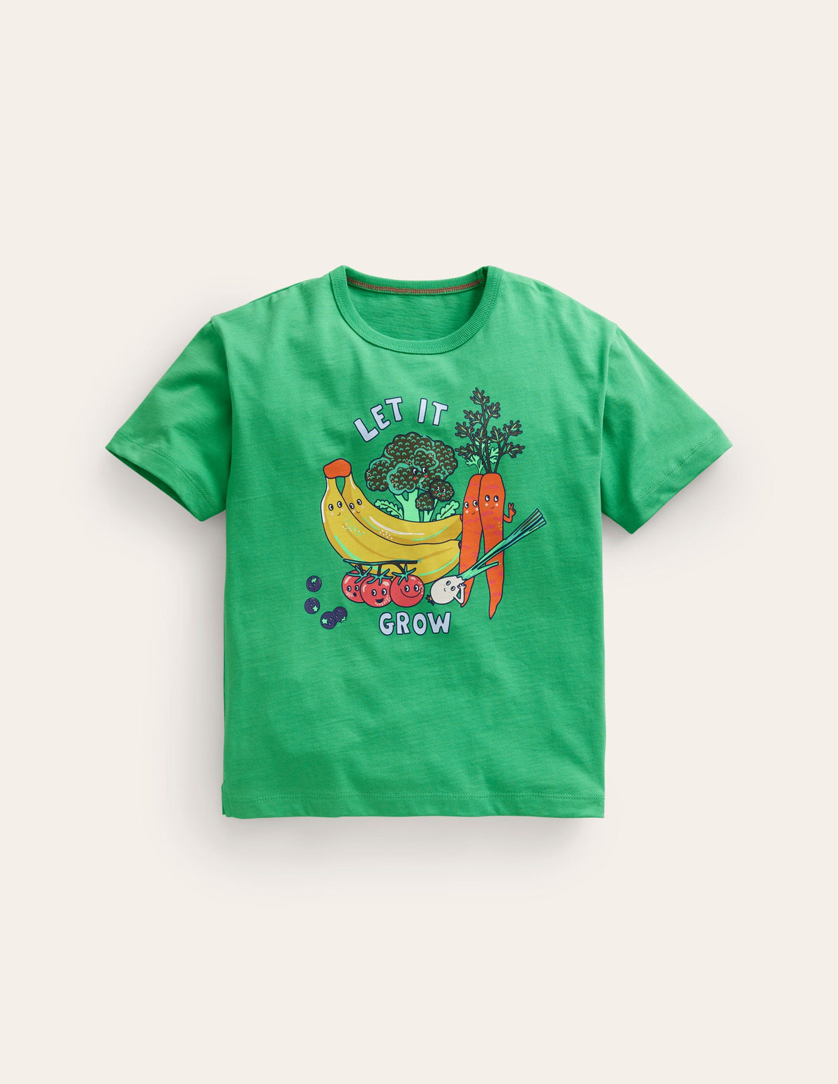Relaxed Printed T-Shirt-Pea Green Veggies-1