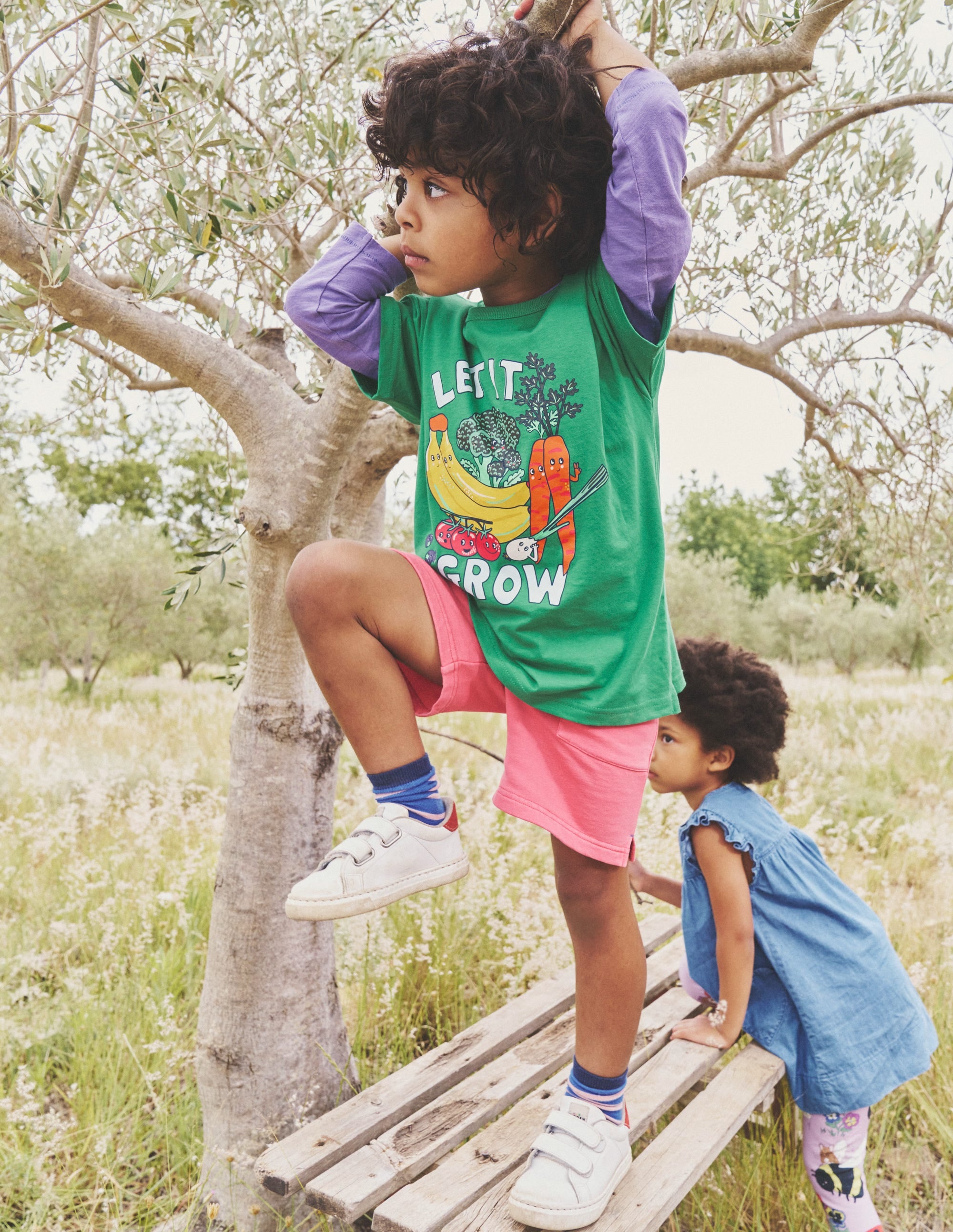 Relaxed Printed T-Shirt-Pea Green Veggies - Image 4