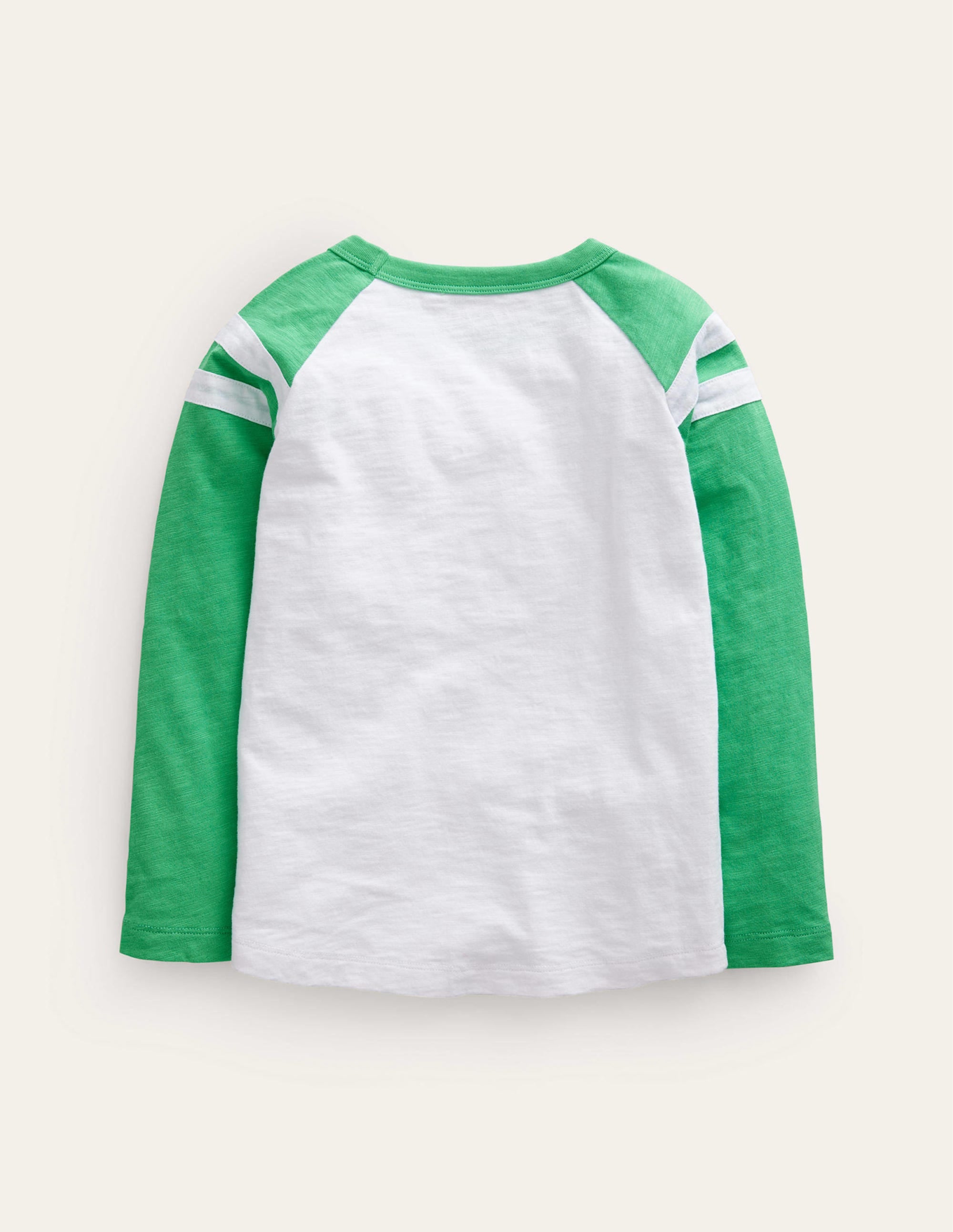 Long Sleeve Raglan T-shirt-White/Green Star - Image 2