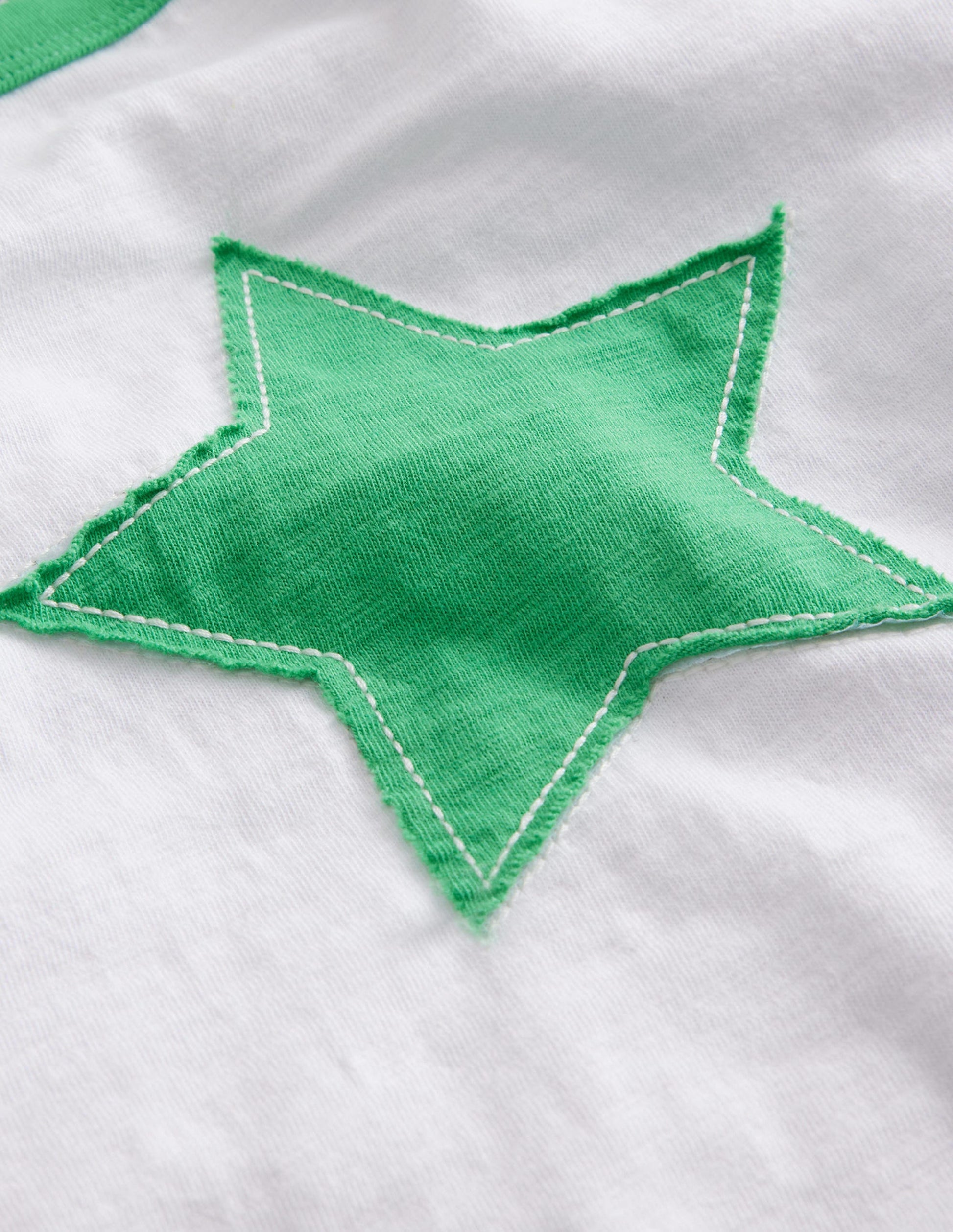 Long Sleeve Raglan T-shirt-White/Green Star-3