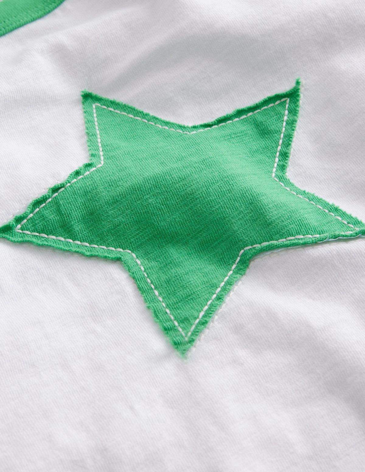 Long Sleeve Raglan T-shirt-White/Green Star - Image 3