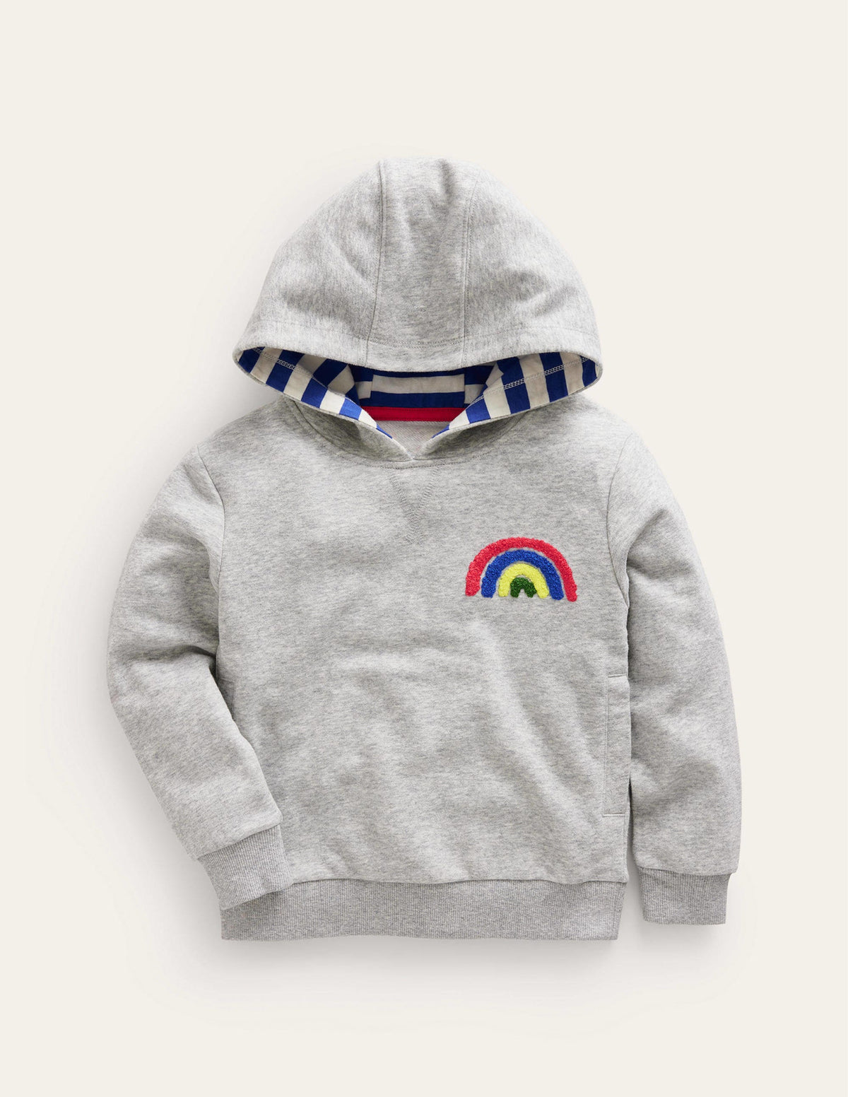Appliqué Rainbow Hoodie-Silver Marl Rainbow - Image 1