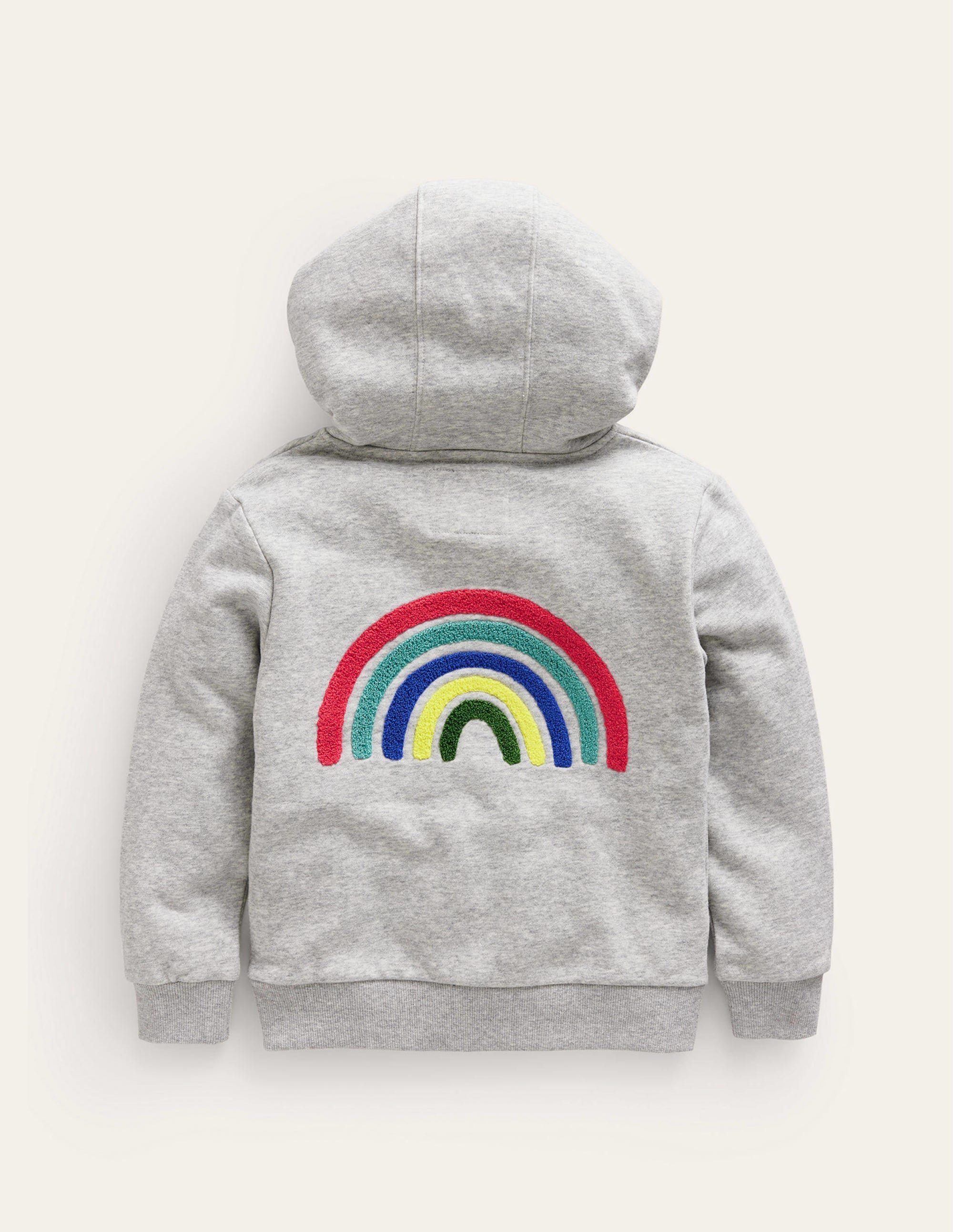 Appliqué Rainbow Hoodie-Silver Marl Rainbow - Image 2